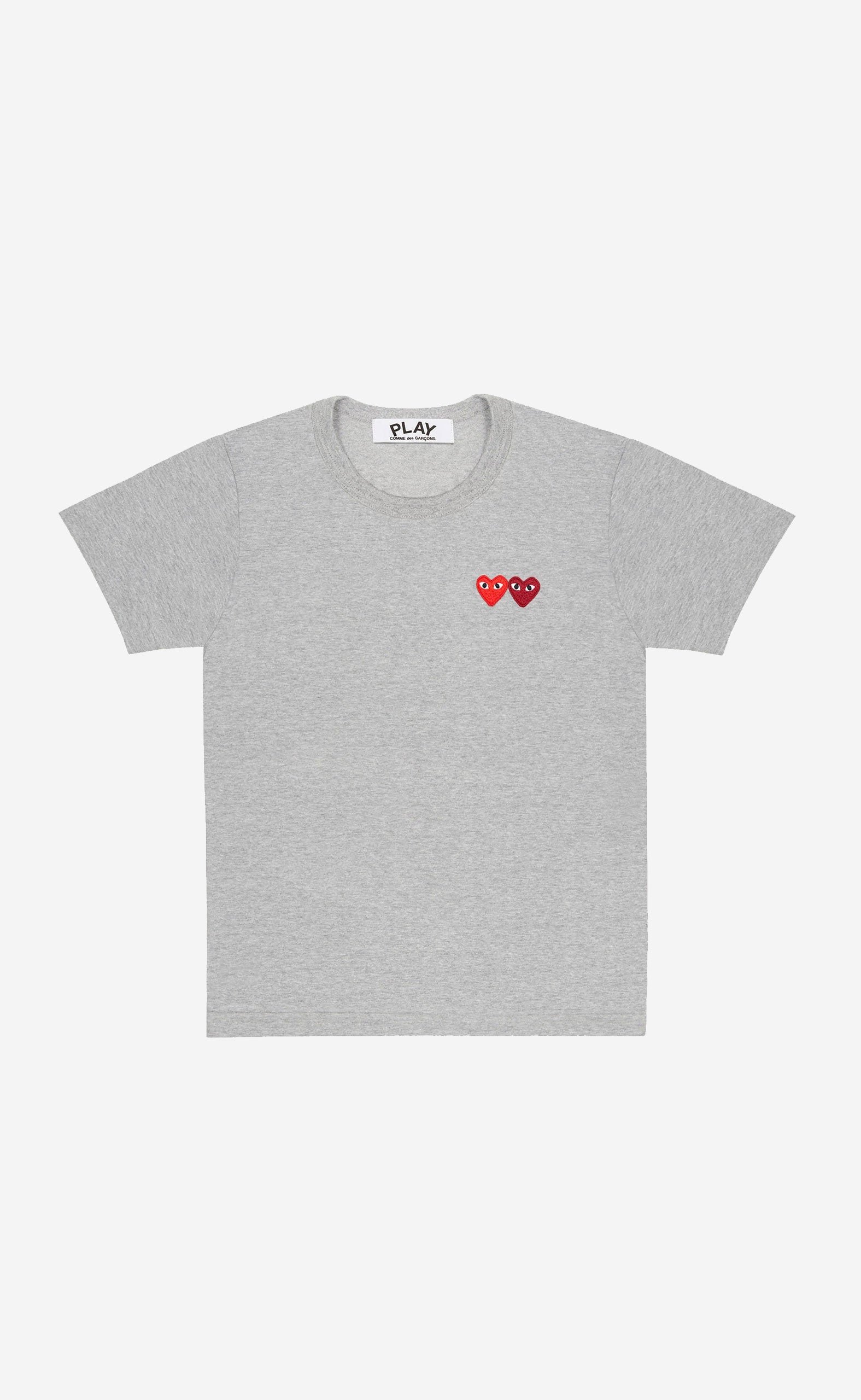 GREY PLAY COMME DES GARÇONS T-SHIRT WITH DOUBLE HEART