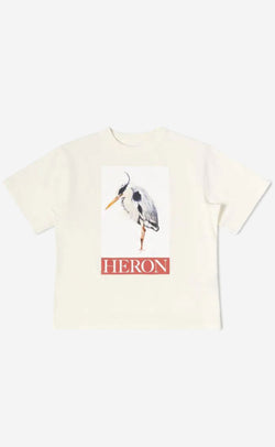 HERON BIRD PAINTED SS TEE  IVORY RED