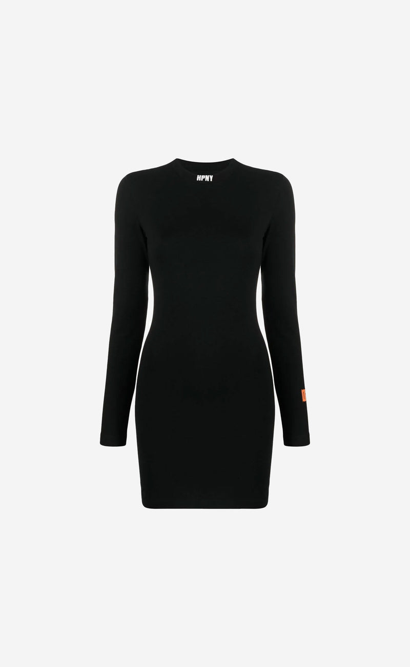HPNY EMB VISCOSE LS DRESS BLACK WHITE