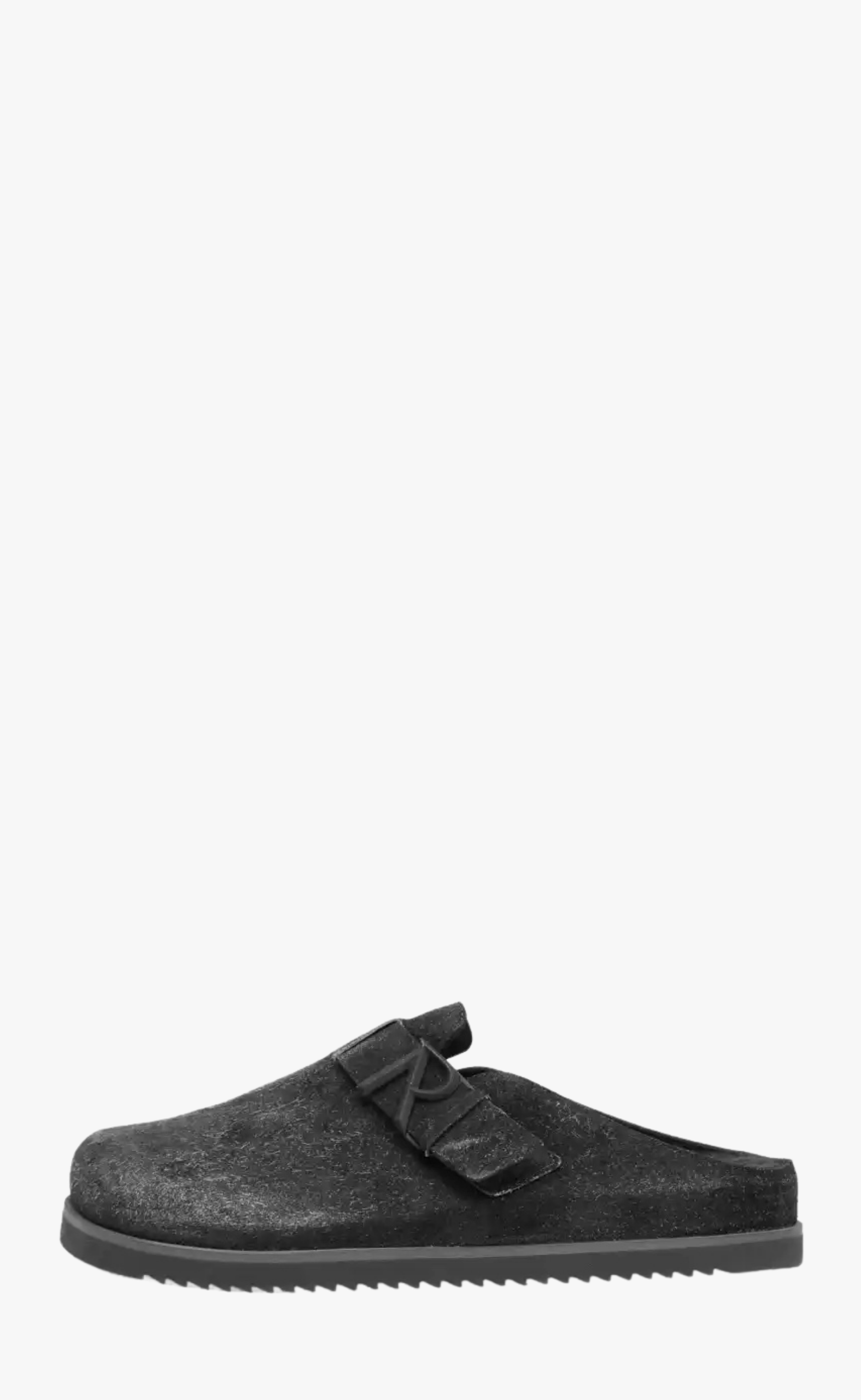 INITIAL MULE FLECK HAIRY SUEDE BLACK SLIPPERS