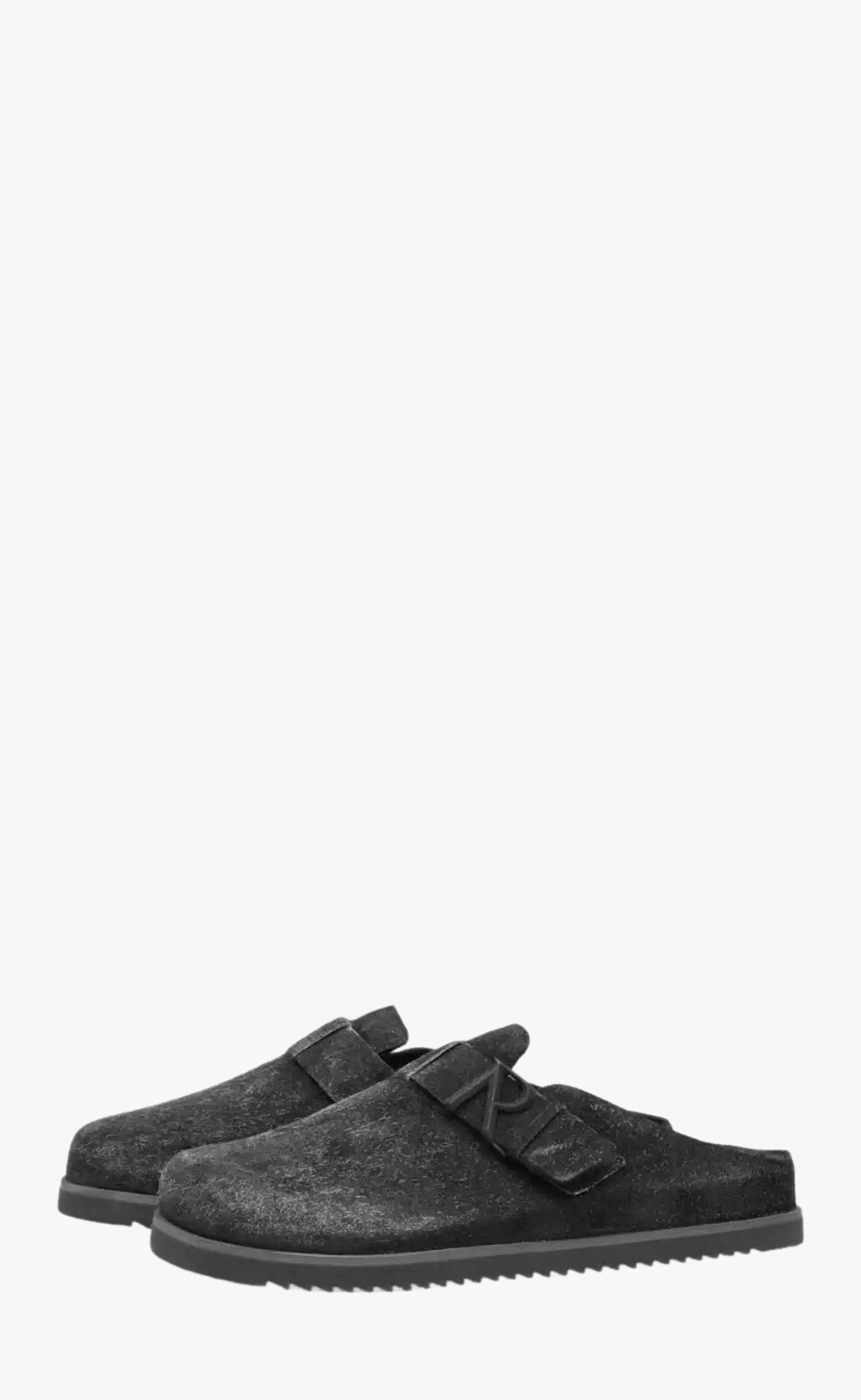 INITIAL MULE FLECK HAIRY SUEDE BLACK SLIPPERS