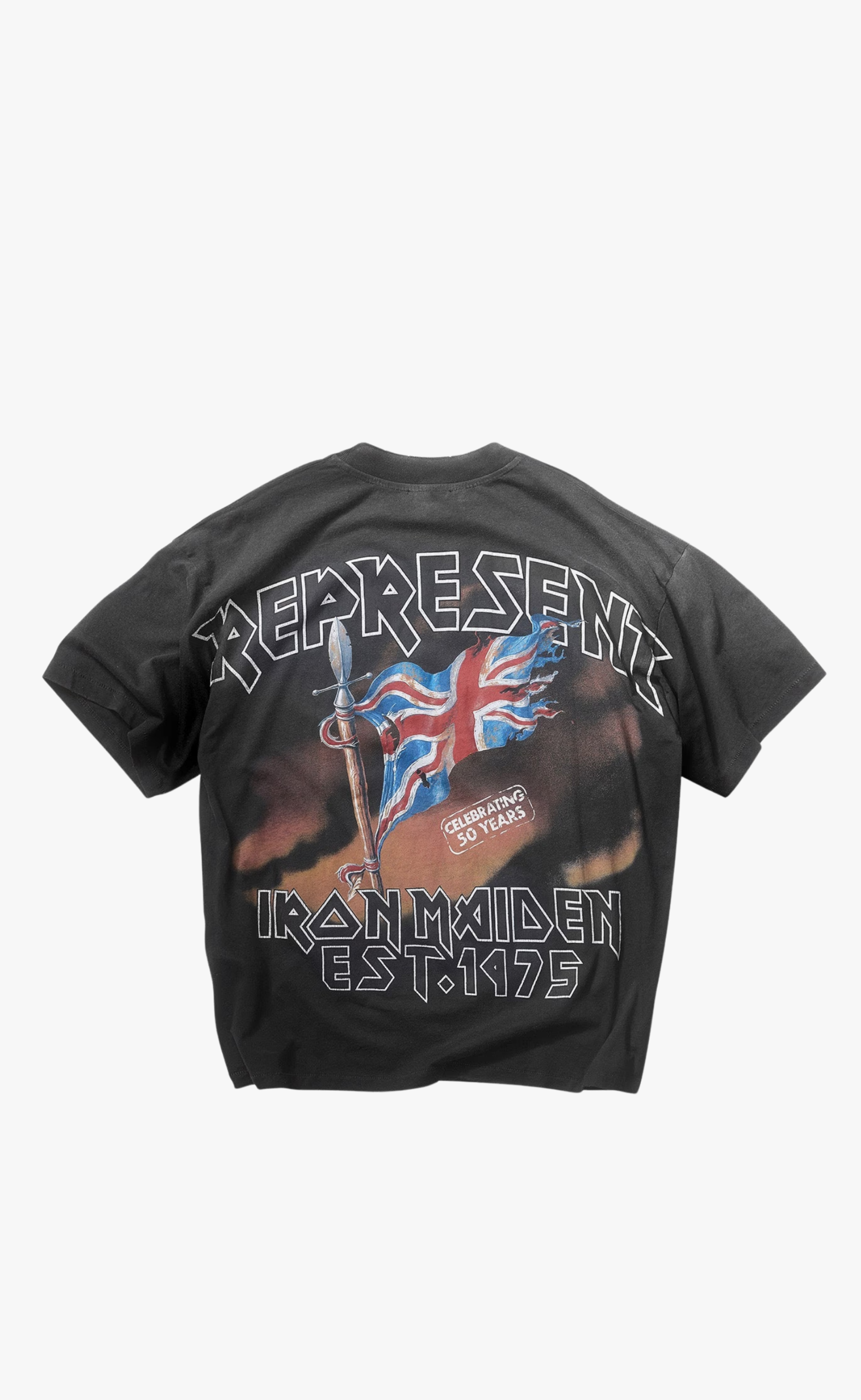 IRON MAIDEN STEED STAINED BLACK T-SHIRT
