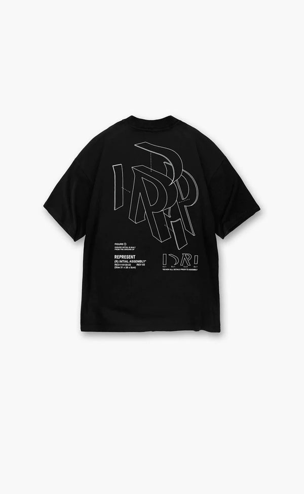 JET BLACK INITIAL ASSEMBLY OUTLINE T-SHIRT