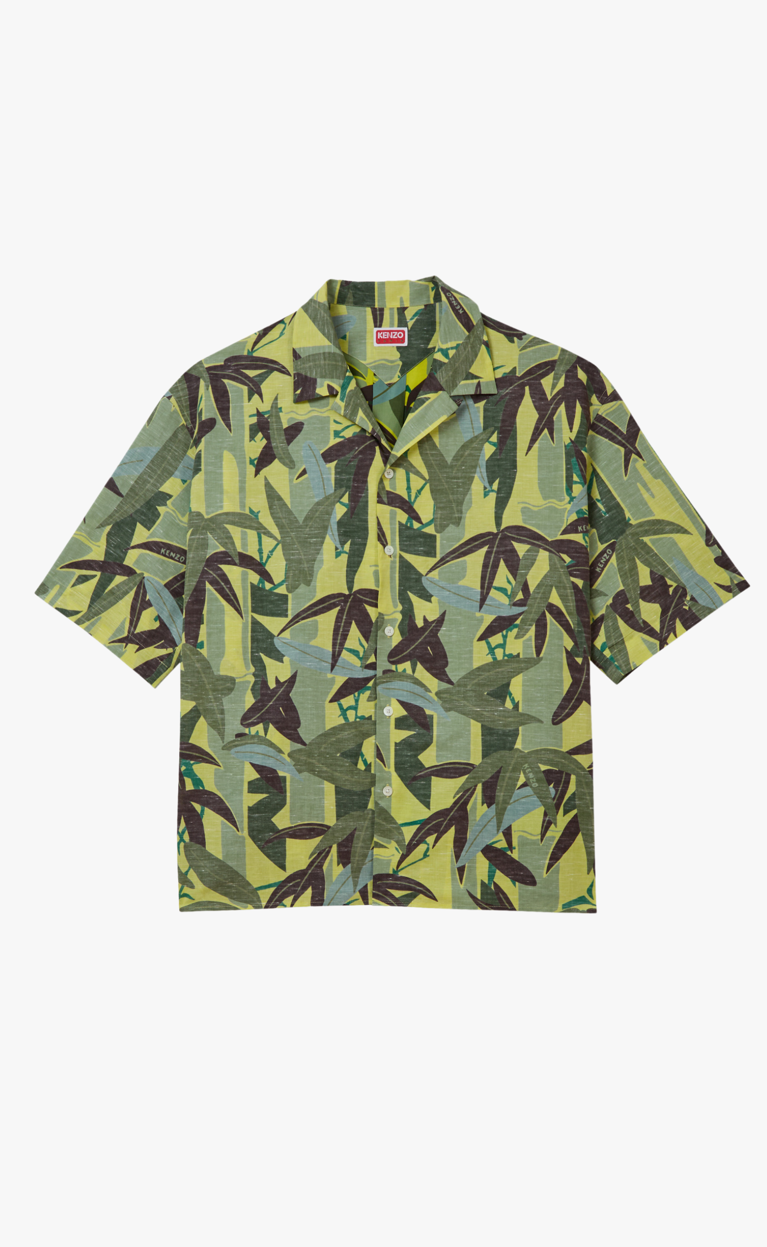 KENZO CHIKU-RIN CAMO HAWAIIAN SHORT SLEEVE ABSINTHE SHIRT