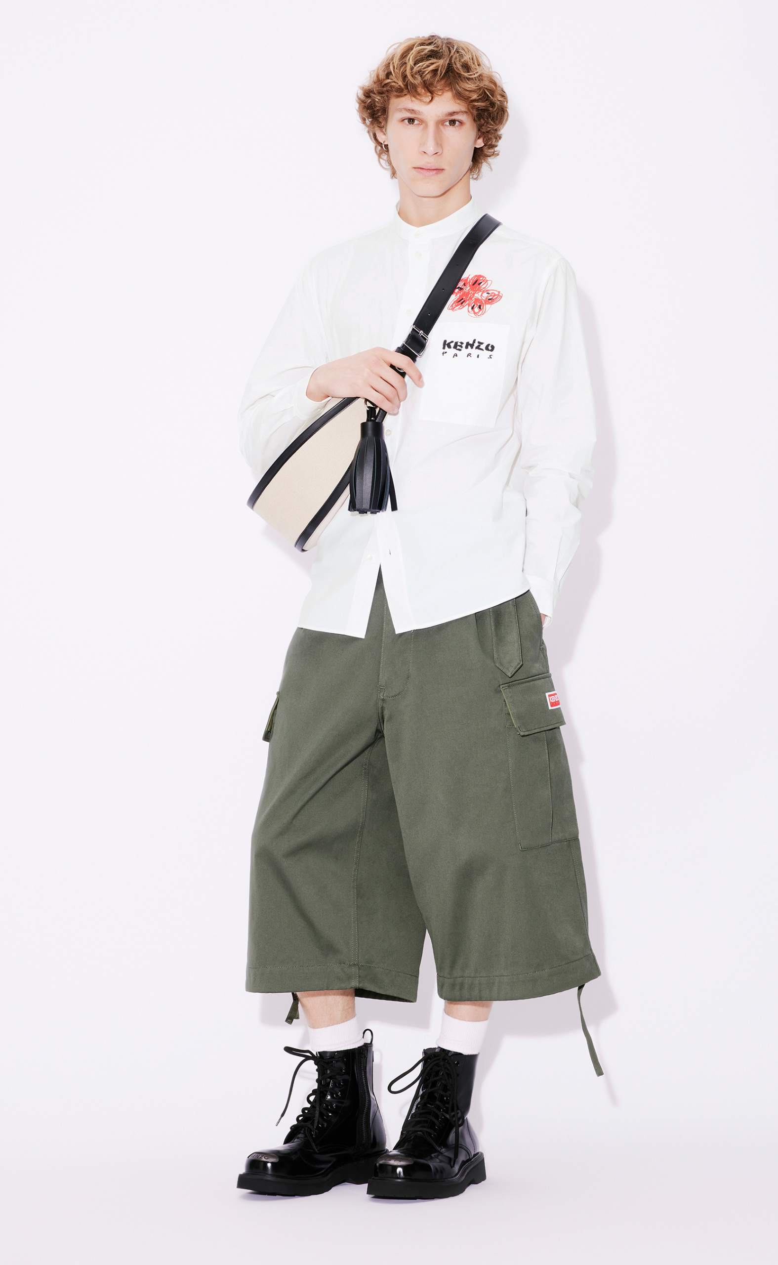 KENZO DRAWN VARSITY DRESS WHITE SHIRT