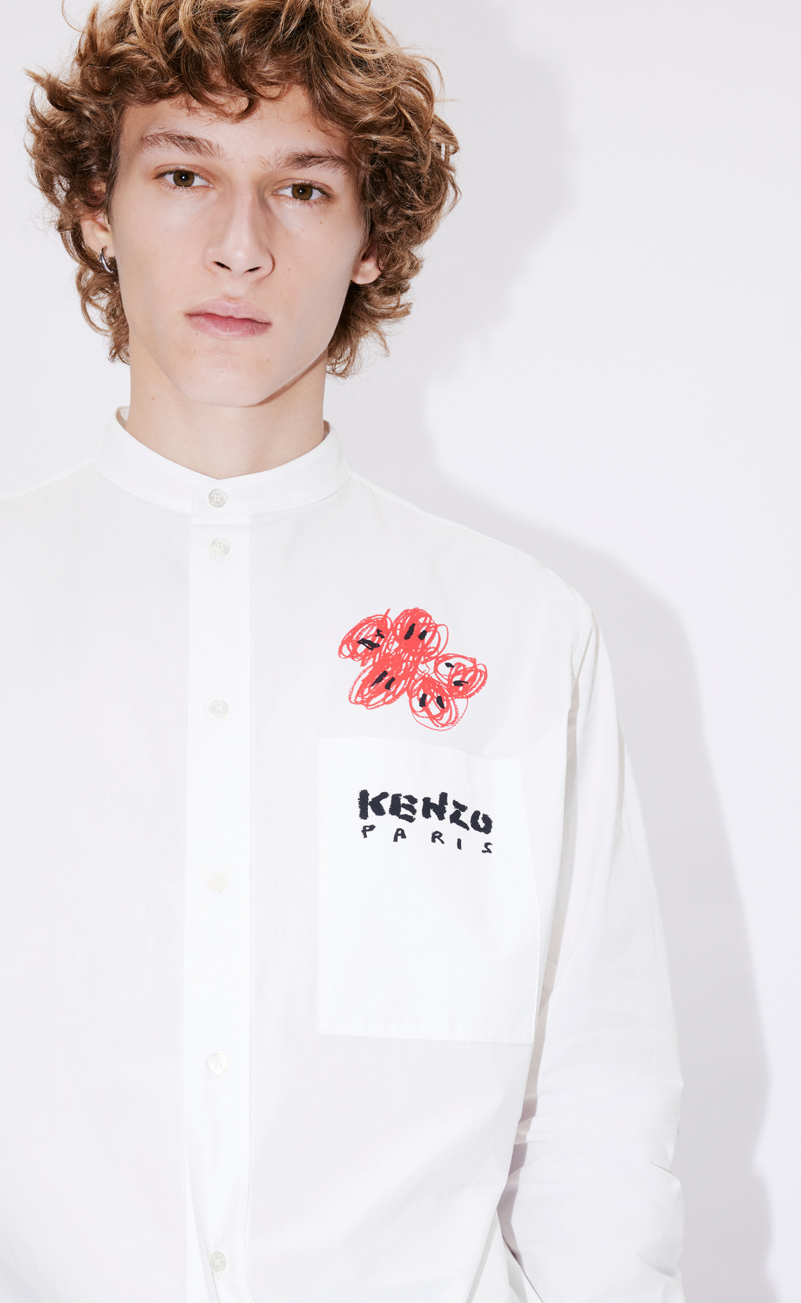 KENZO DRAWN VARSITY DRESS WHITE SHIRT