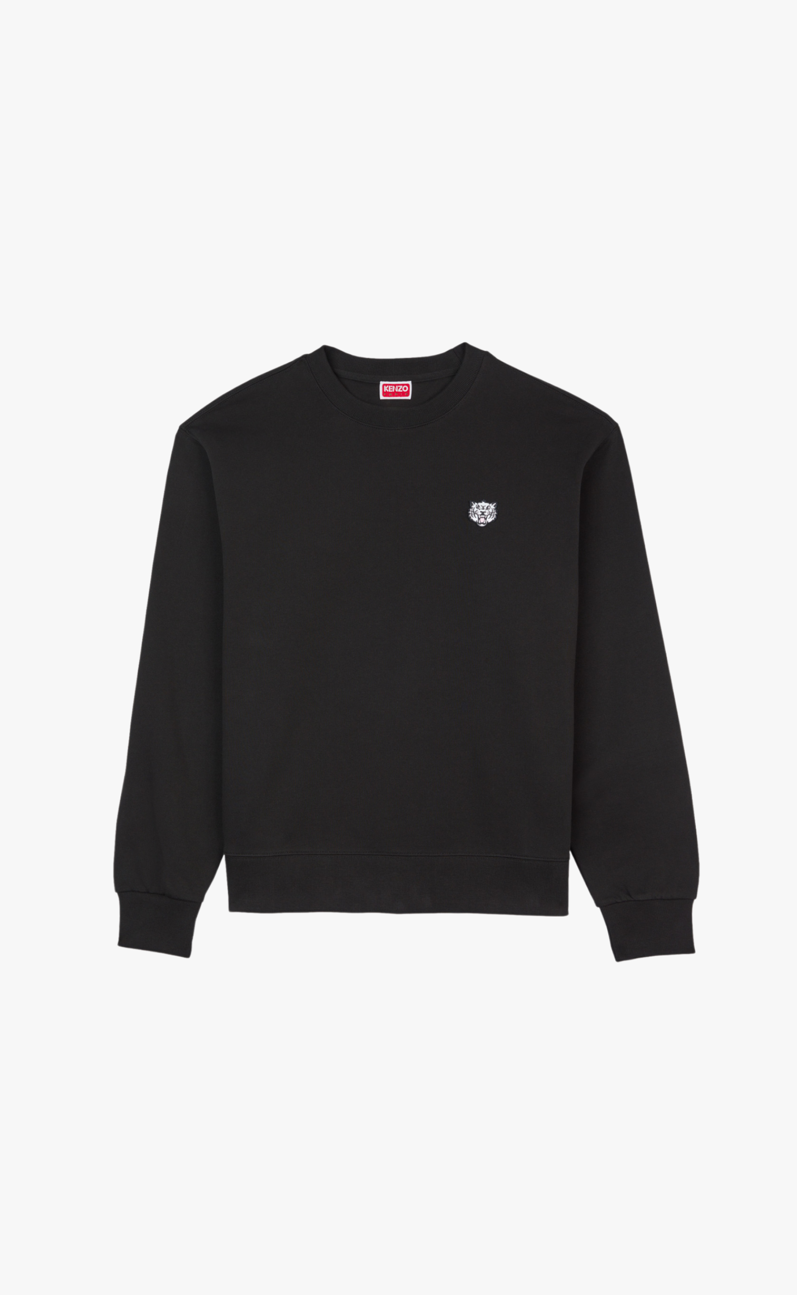 KENZO HAPPY TIGER EMBROIDERED CLASSIC BLACK CREWNECK