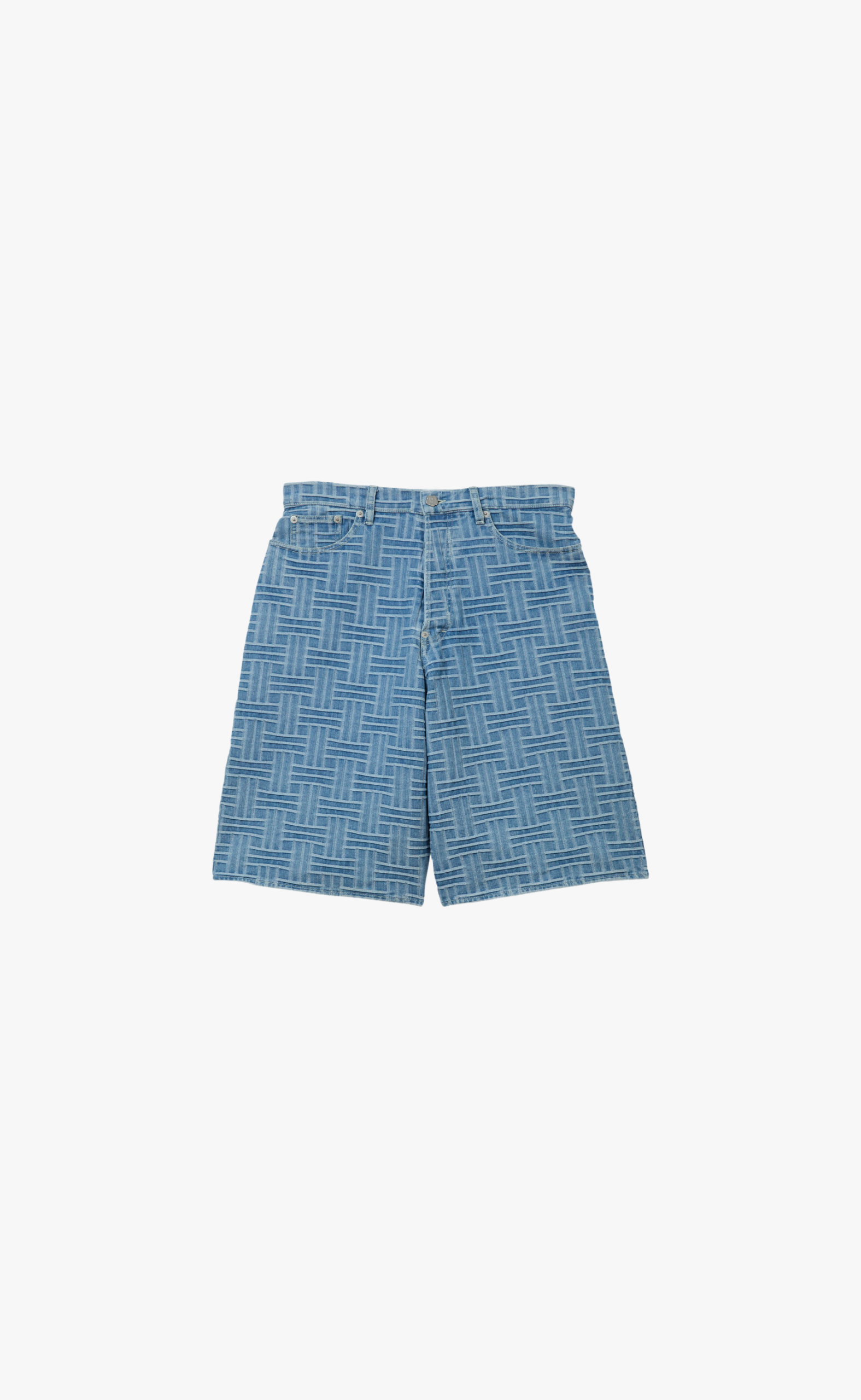 KENZO WEAVE STRAIGHT BLUE DENIM SHORTS