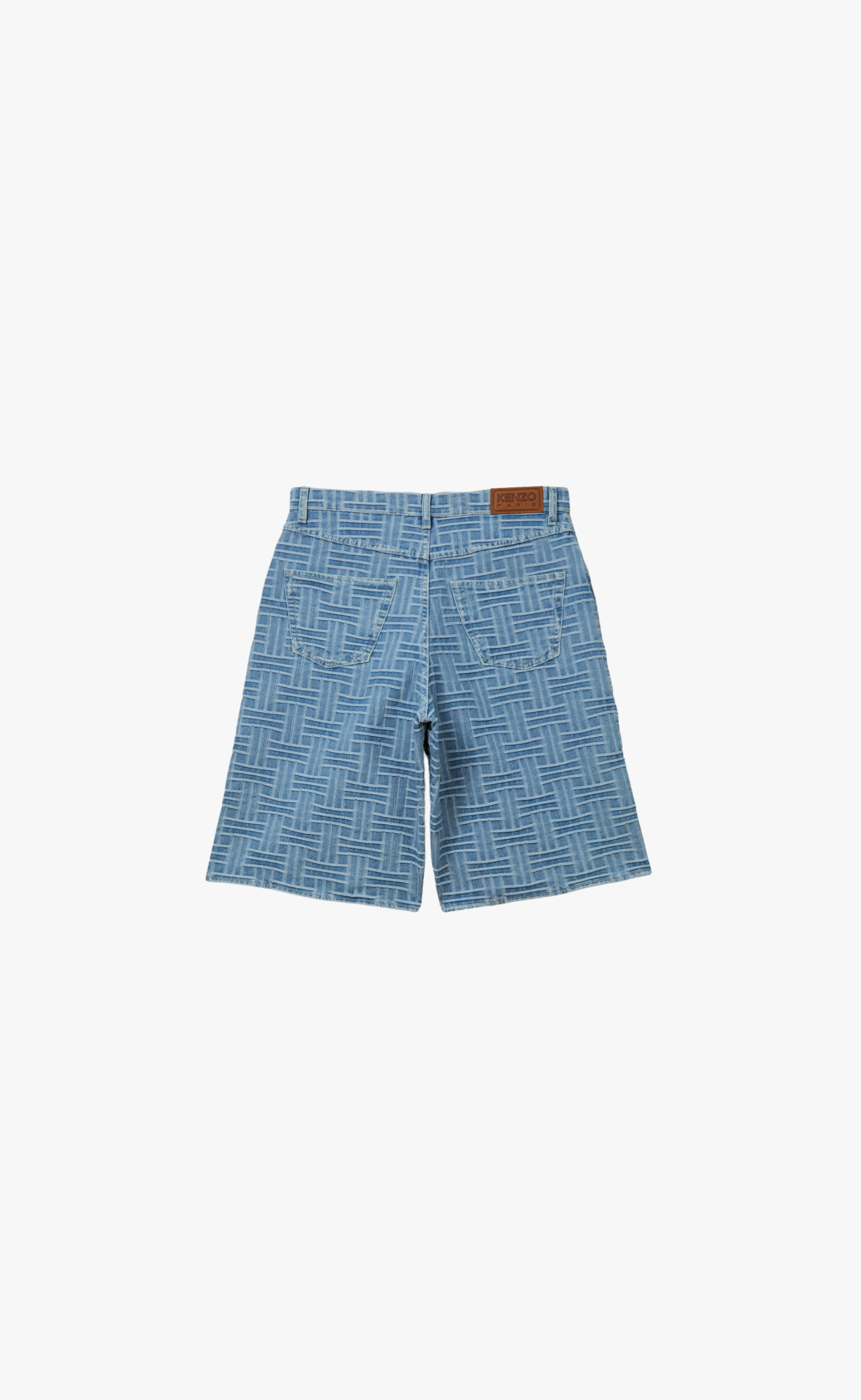 KENZO WEAVE STRAIGHT BLUE DENIM SHORTS