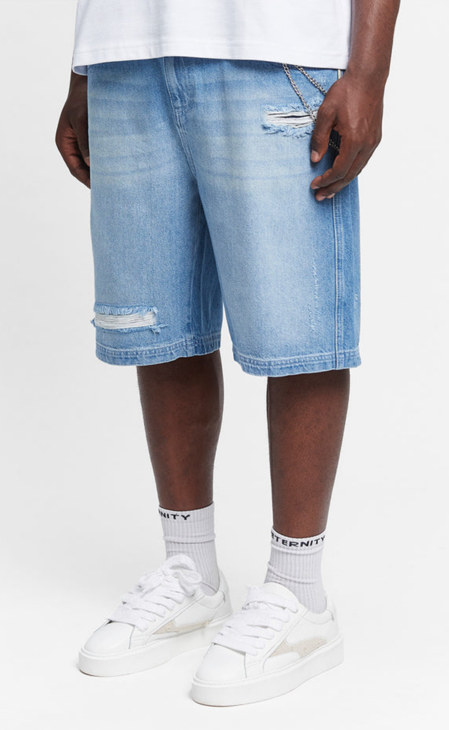 LAYERED WASHED BLUE SHORTS