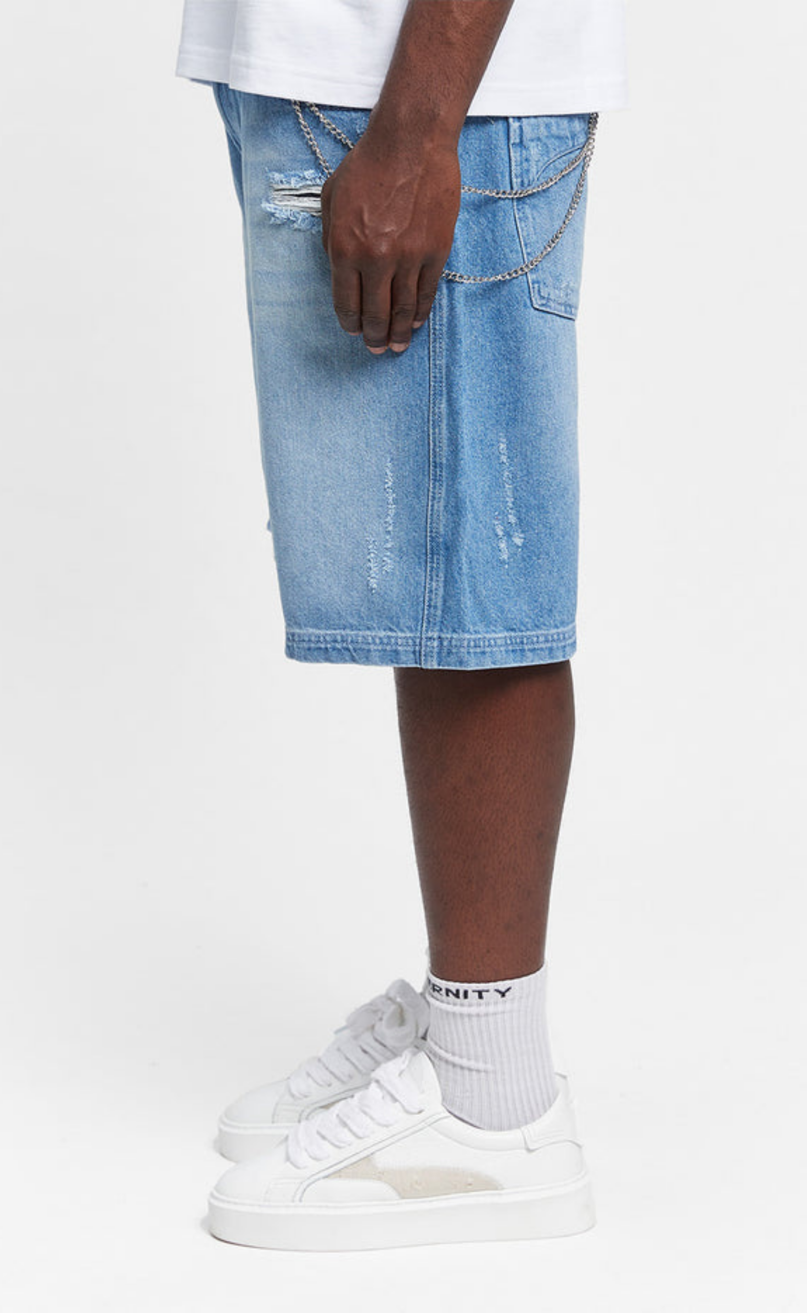 LAYERED WASHED BLUE SHORTS
