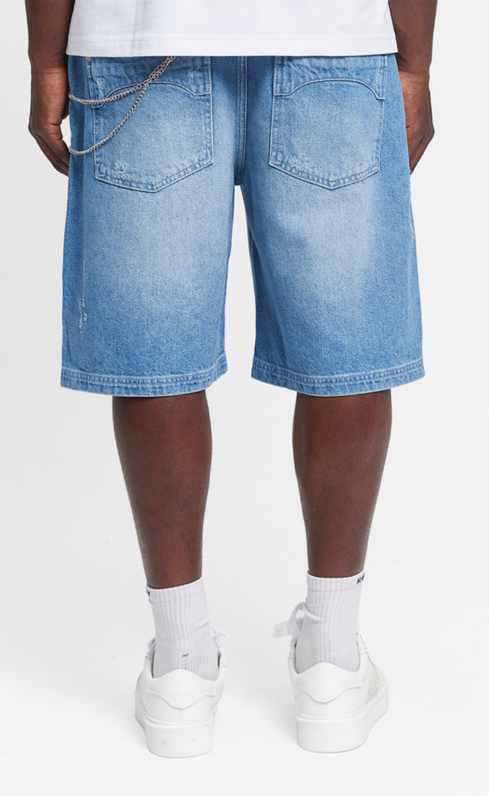 LAYERED WASHED BLUE SHORTS