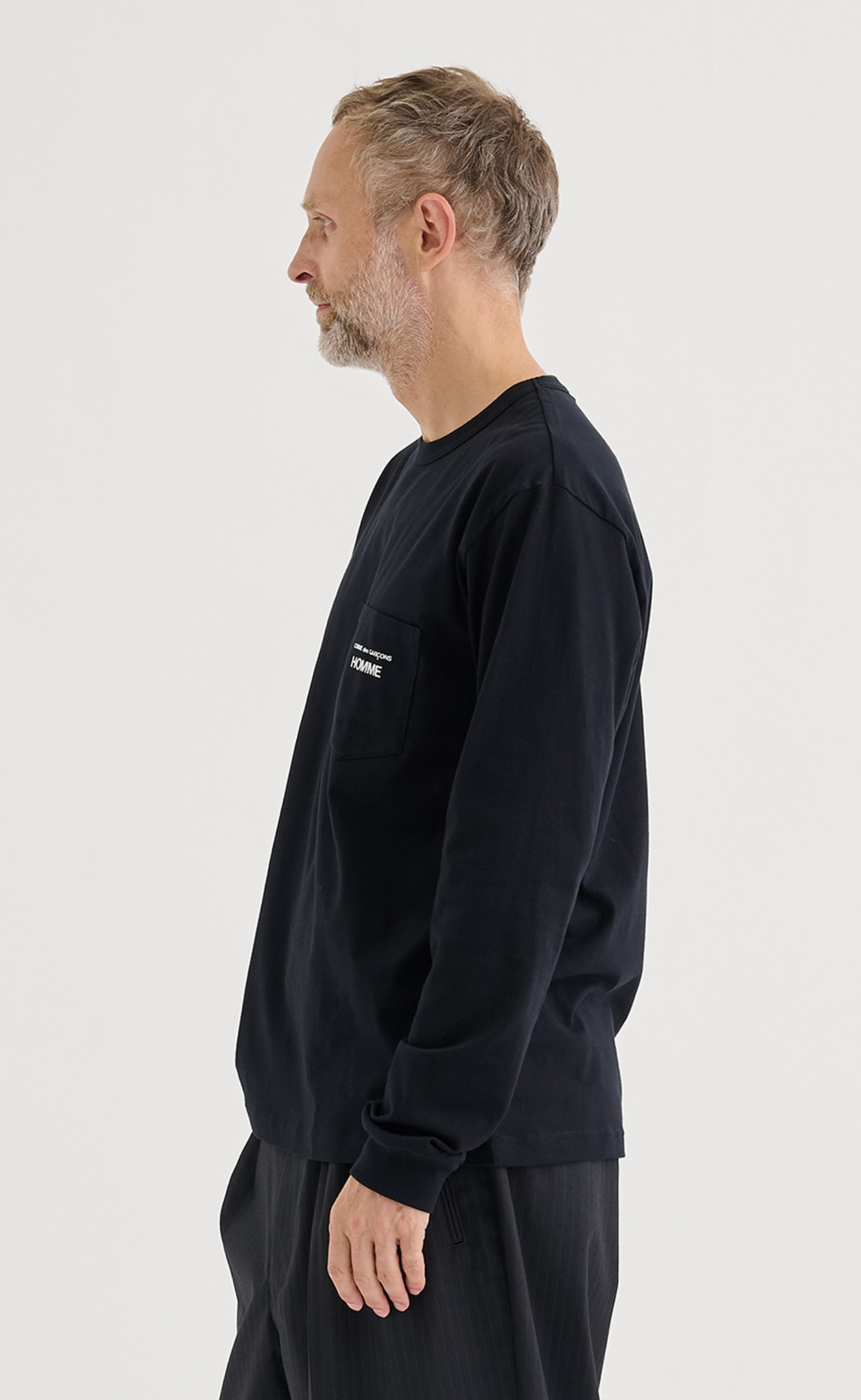 CDG HOMME LOGO BLACK LONGSLEEVE