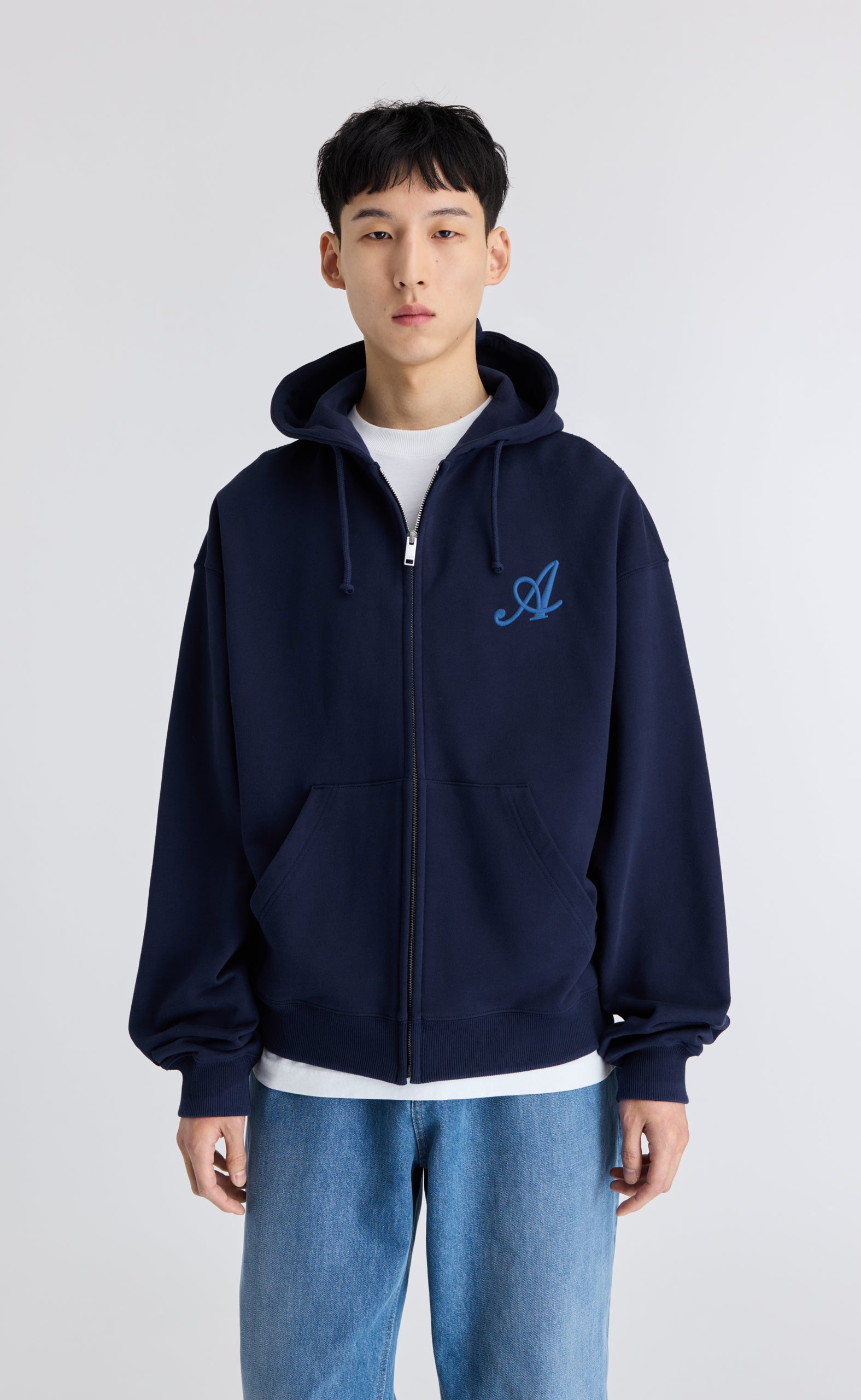 MAINE ZIP NAVY HOODIE