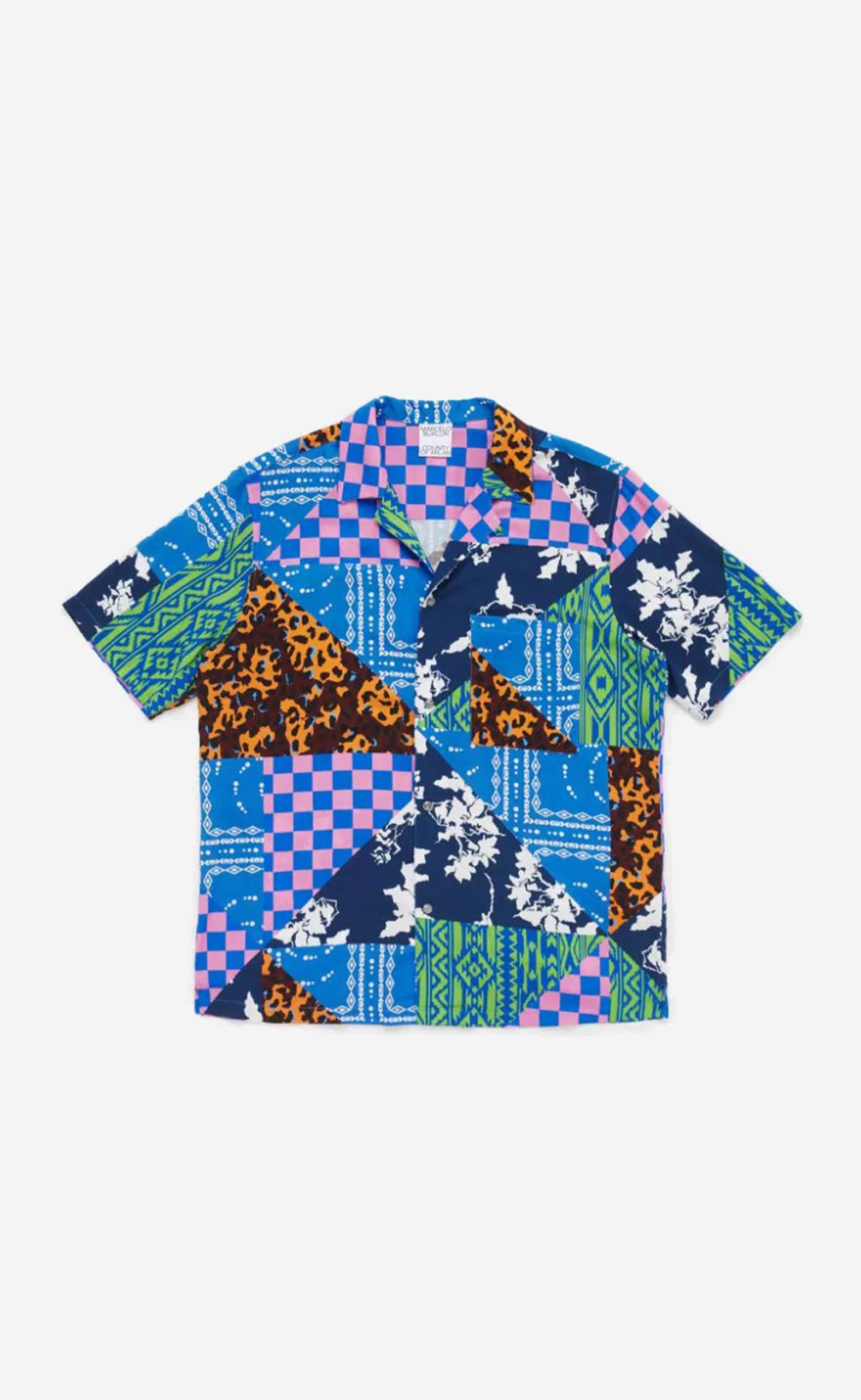 MIX&MATCH HAWAII S/S SHIRT BLUE MULTICOL