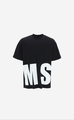 OVERSIZED MAXI LOGO BLACK T-SHIRT MSGM