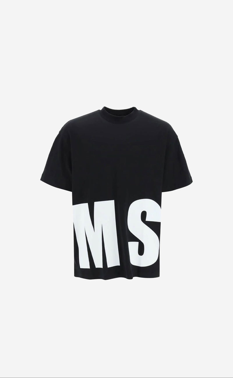 OVERSIZED MAXI LOGO BLACK T-SHIRT MSGM