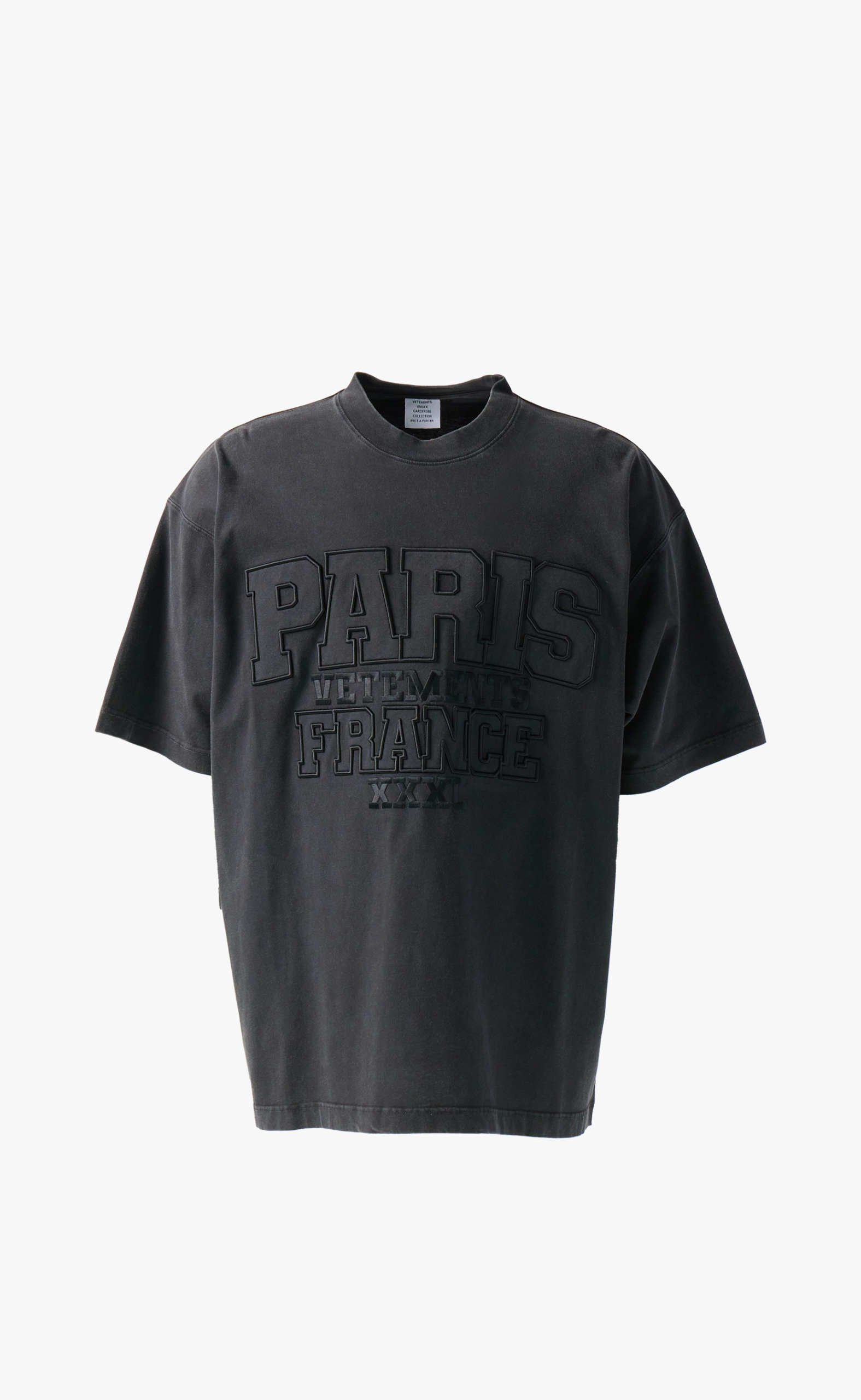 PARIS XXXL WASHED BLACK T-SHIRT