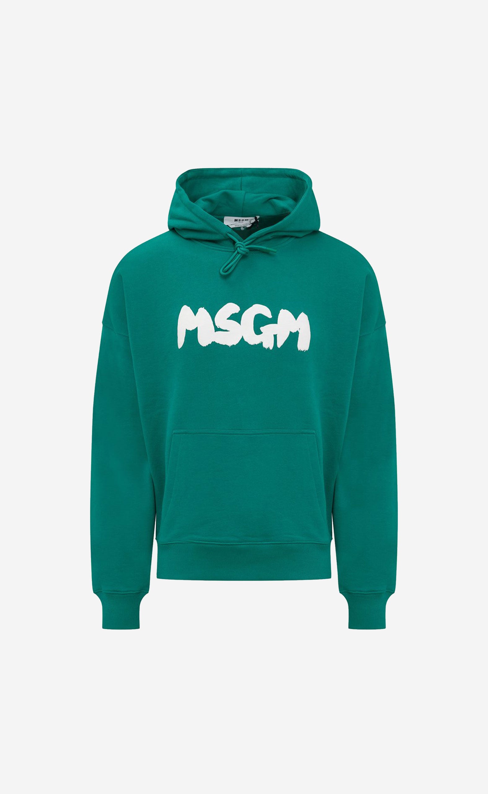 PEPPER GREEN COTTON HOODIE WITH NEW PAINTED LOGO