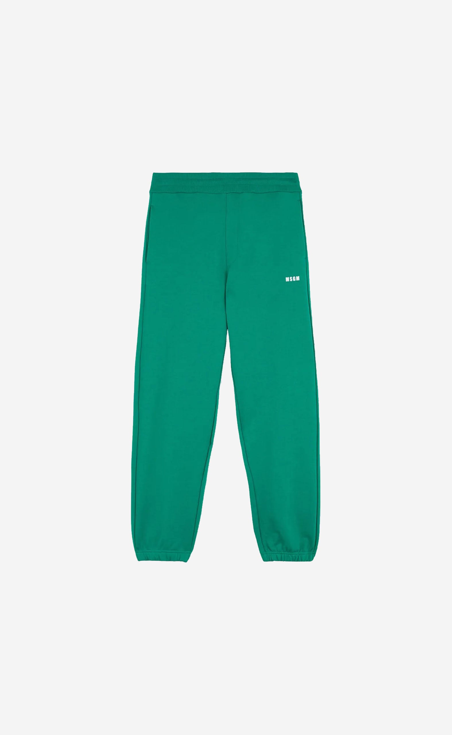 PEPPER GREEN COTTON TRACK PANTS WITH MICRO LOGO DETAIL