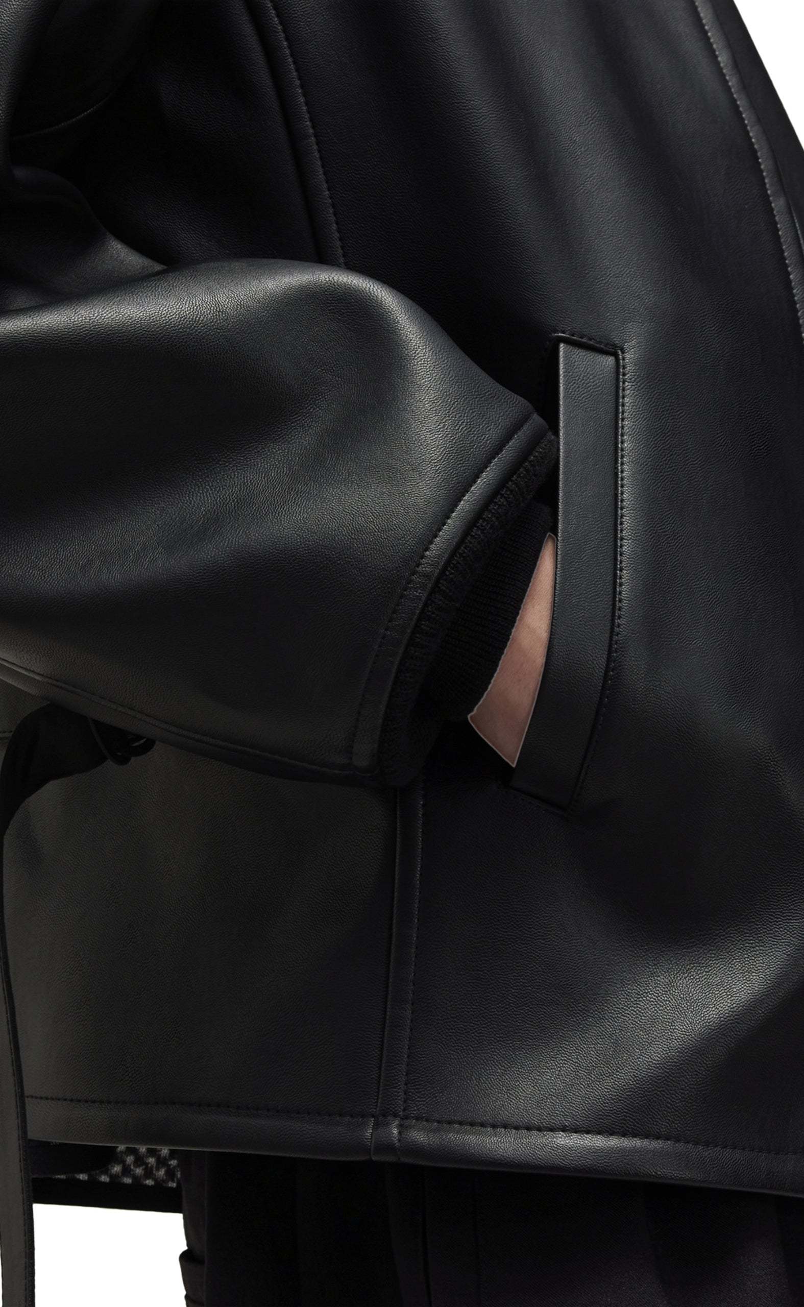 PLEATHER BOMBER BLACK JACKET