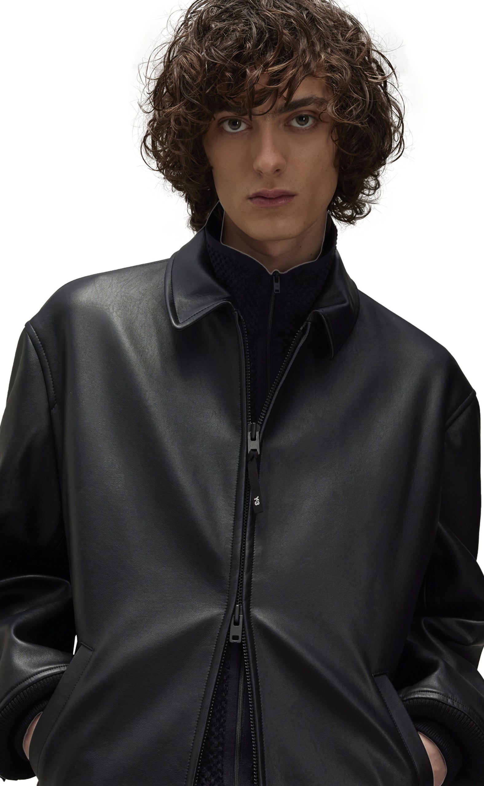 PLEATHER BOMBER BLACK JACKET