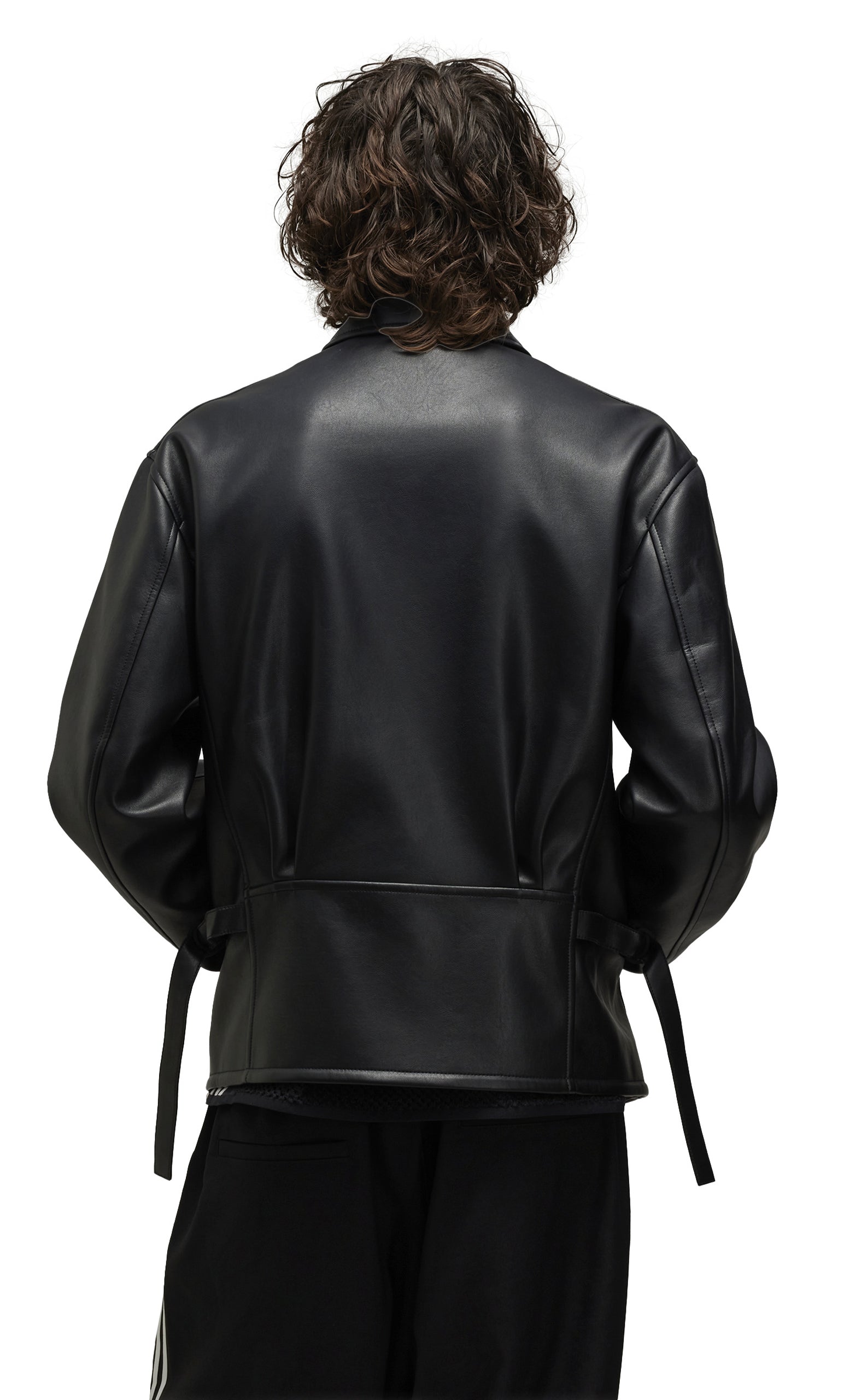 PLEATHER BOMBER BLACK JACKET