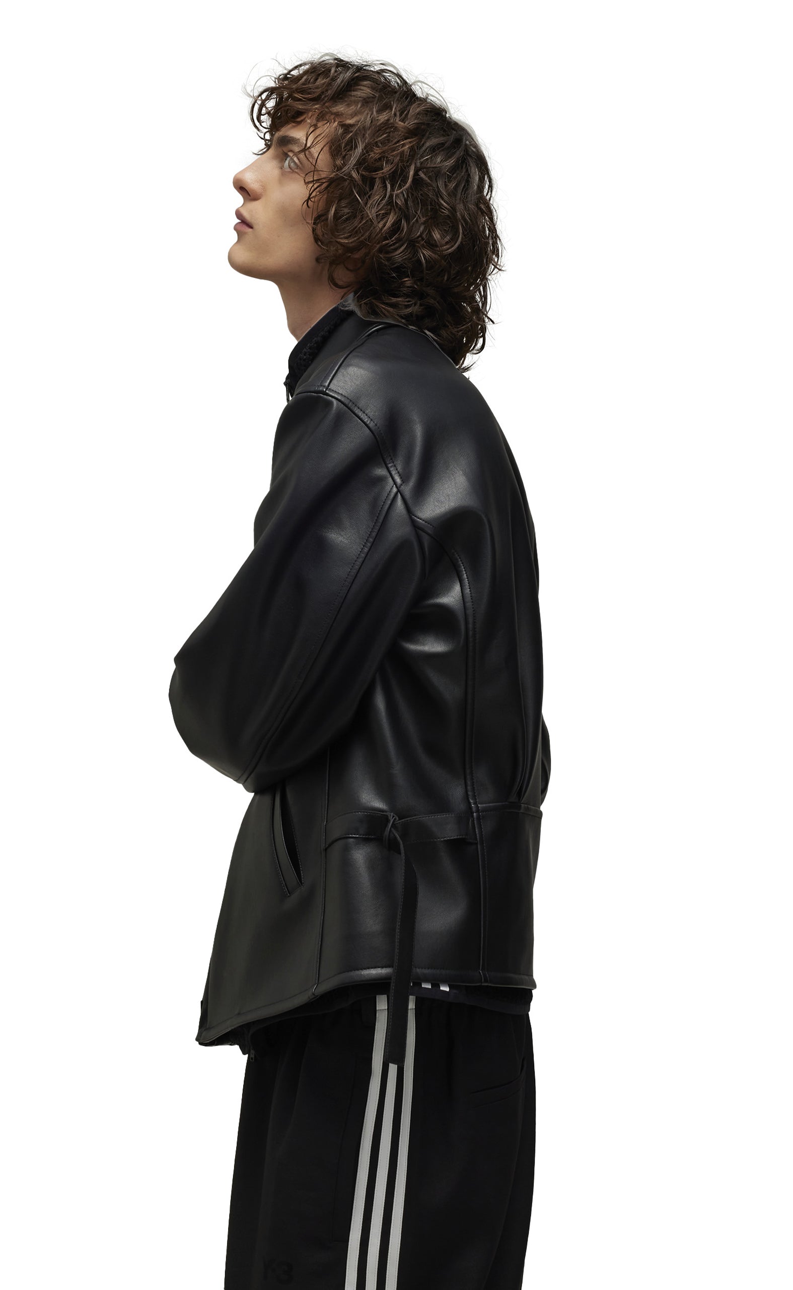 PLEATHER BOMBER BLACK JACKET