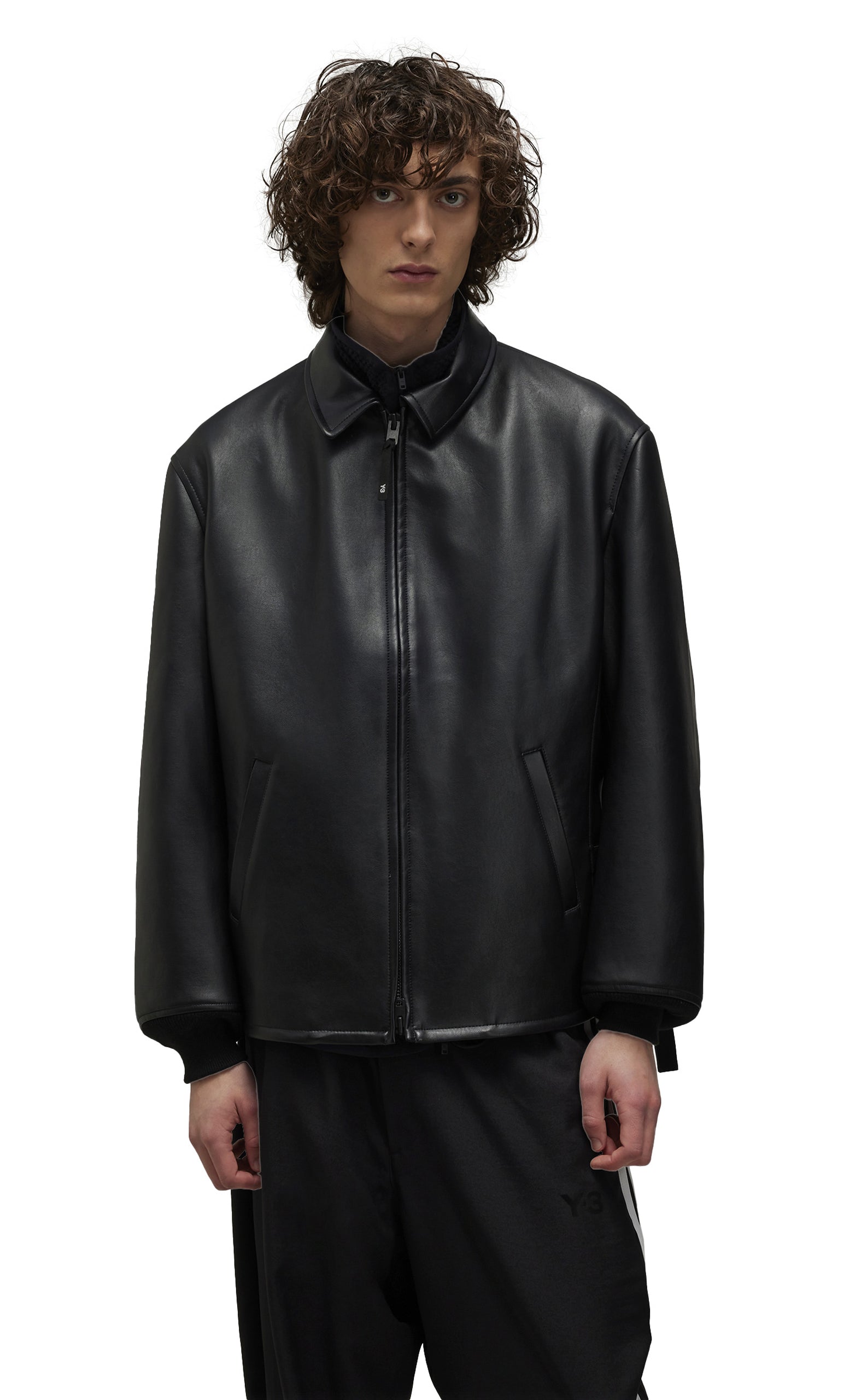 PLEATHER BOMBER BLACK JACKET