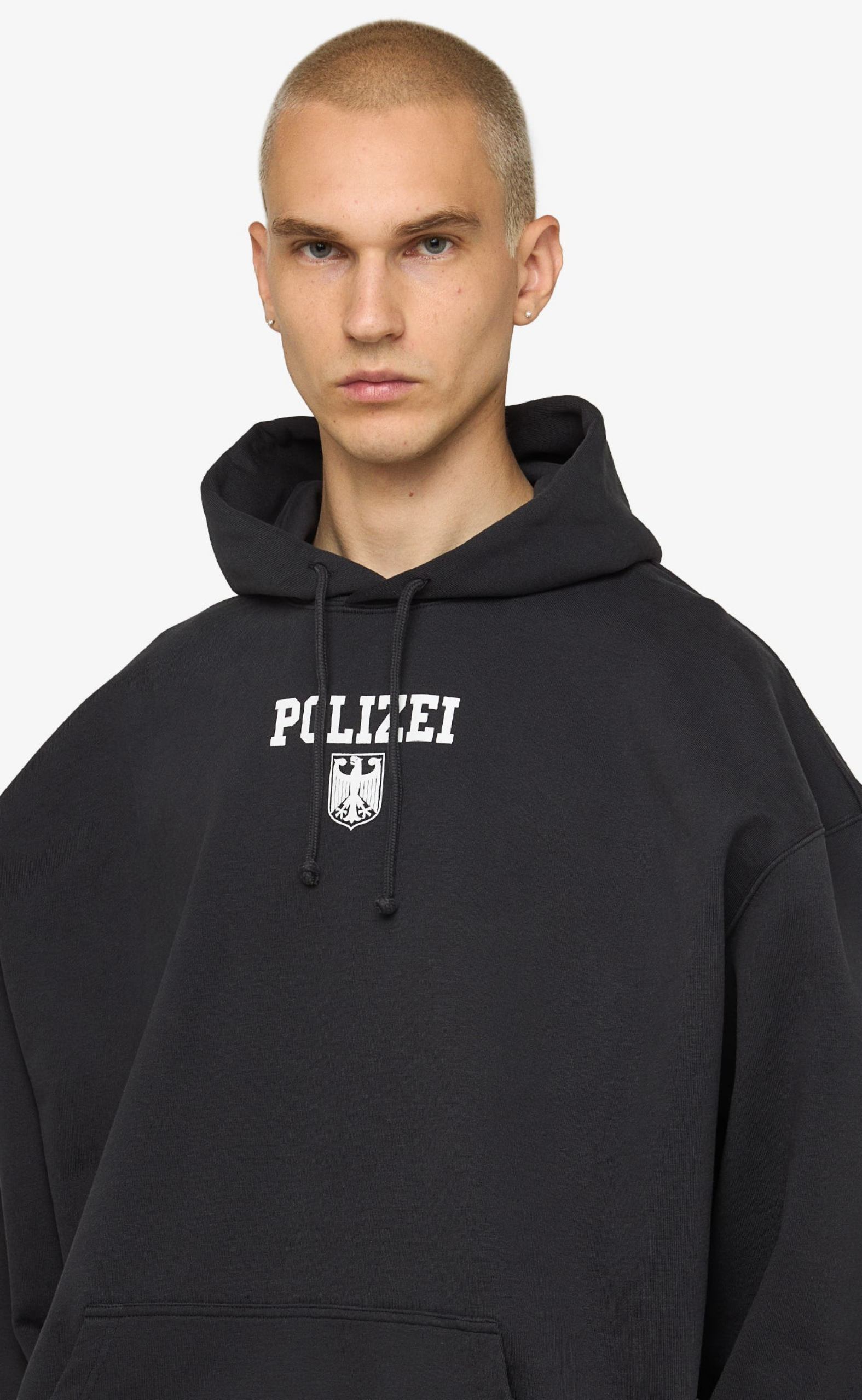 POLIZEI OVERSIZED WASHED BLACK HOODIE