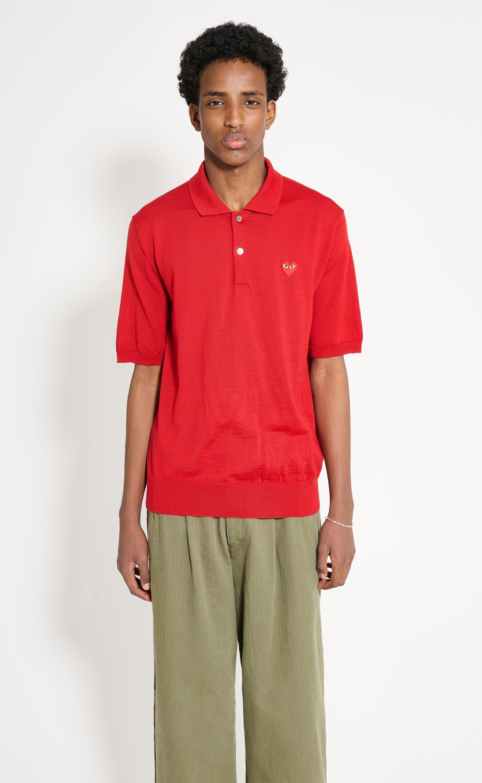 POLO NECK SHORT SLEEVE RED T-SHIRT