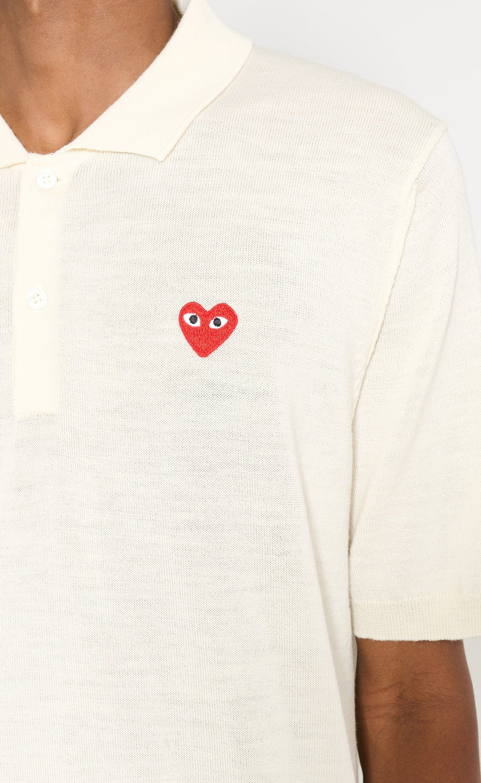 POLO NECK SHORT SLEEVE WHITE T-SHIRT