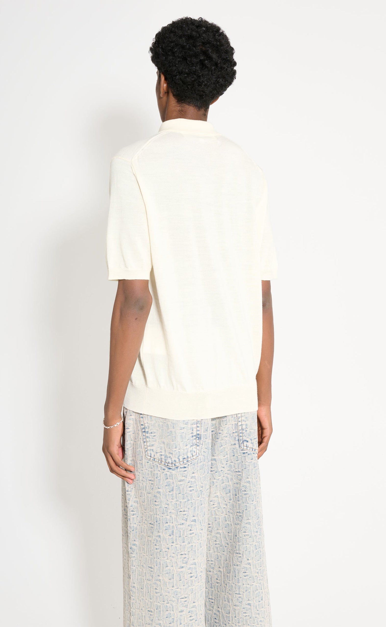 POLO NECK SHORT SLEEVE WHITE T-SHIRT