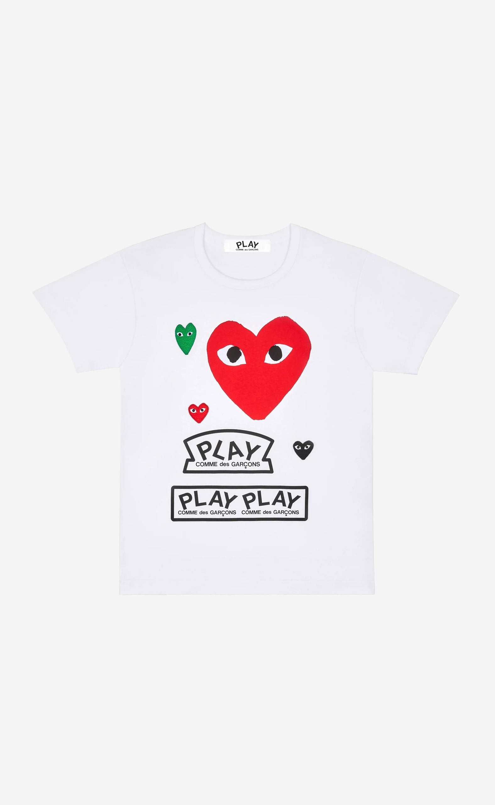 Play Comme des GarÃ§ons Logo T-Shirt with Red Heart