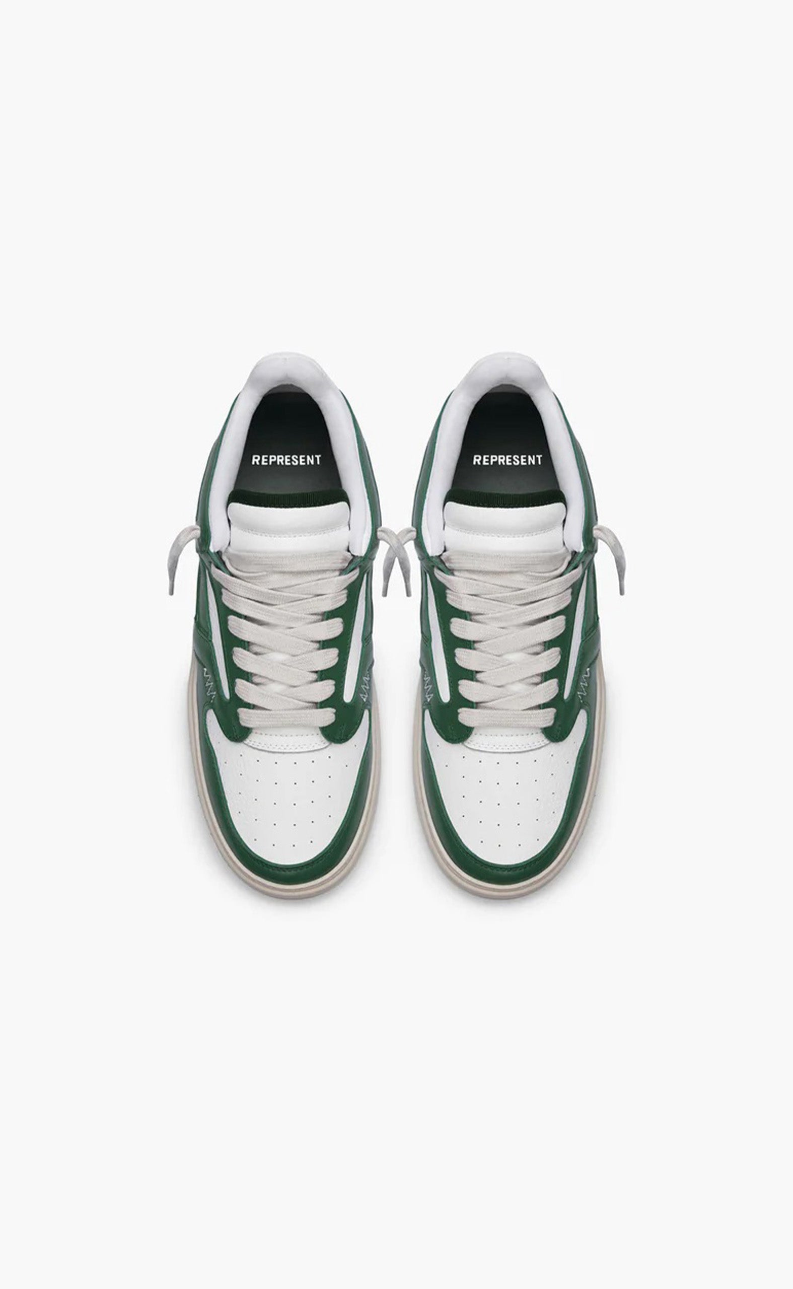 RACING GREEN FLAT WHITE REPTOR LOW