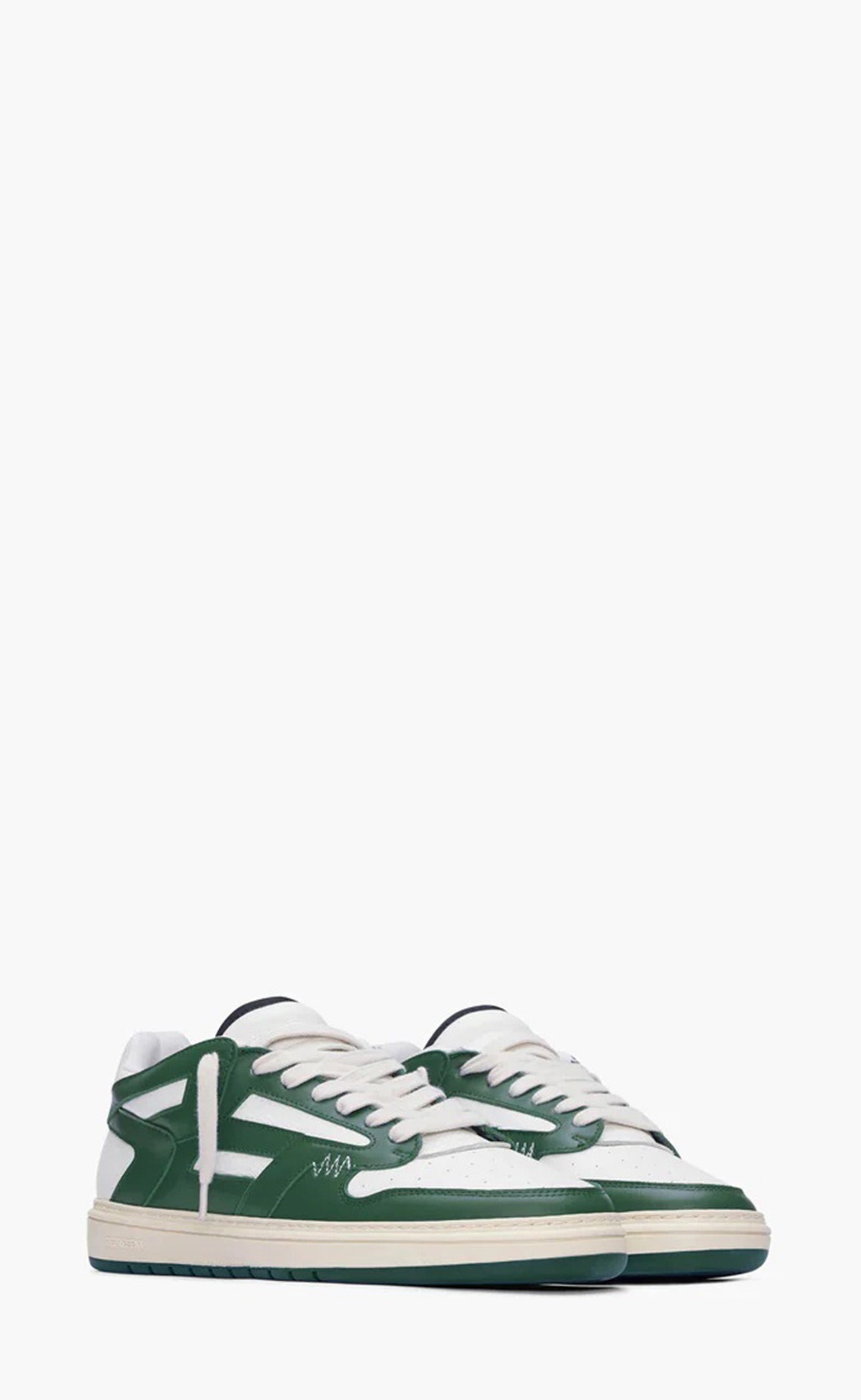 RACING GREEN FLAT WHITE REPTOR LOW