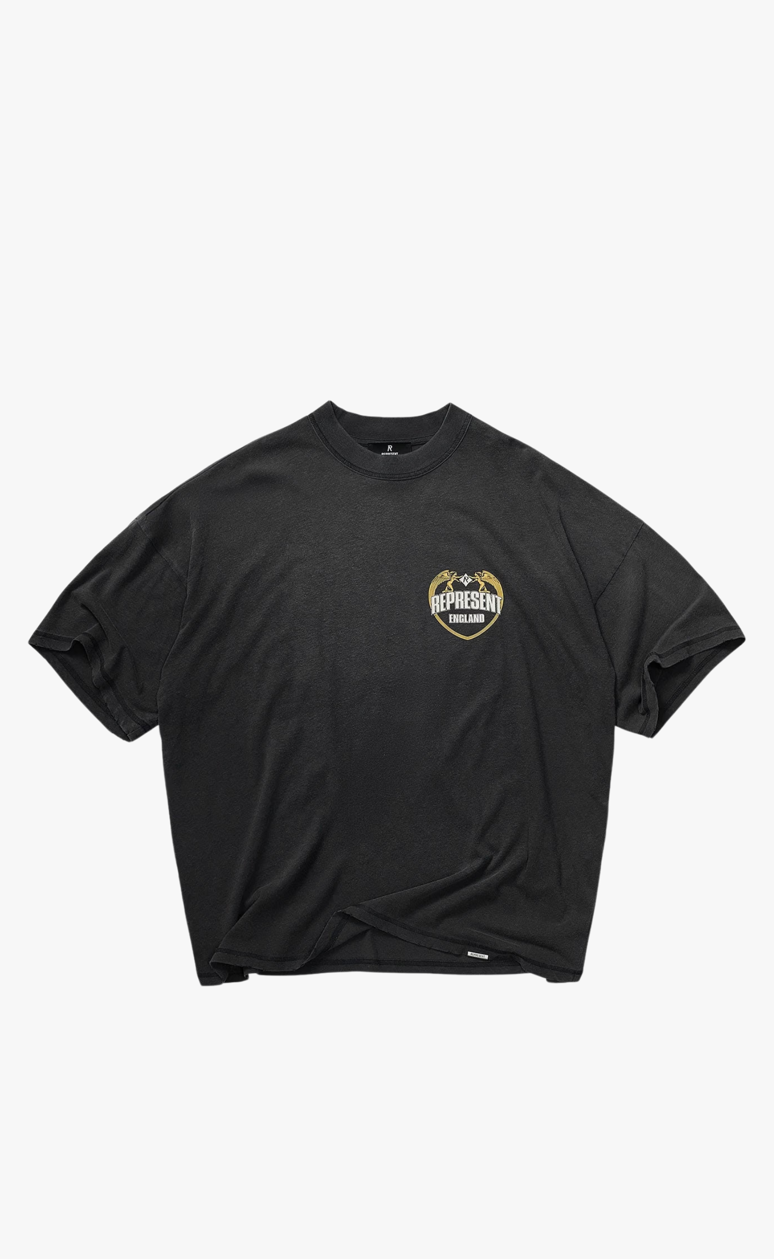 REPRESENT ANGEL BORDER STAINED BLACK T-SHIRT