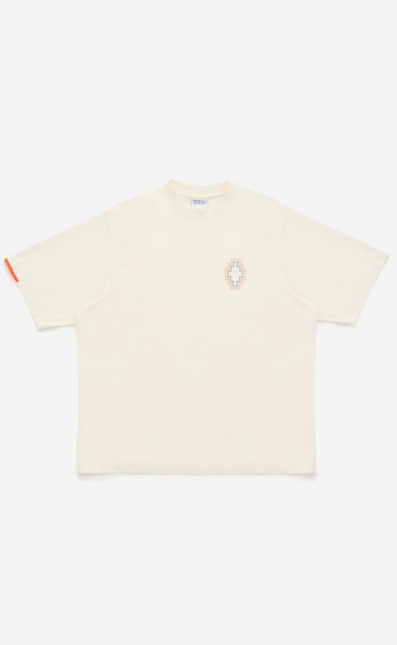 STITCH CROSS OVER T-SHIRT ECRU ORANGE