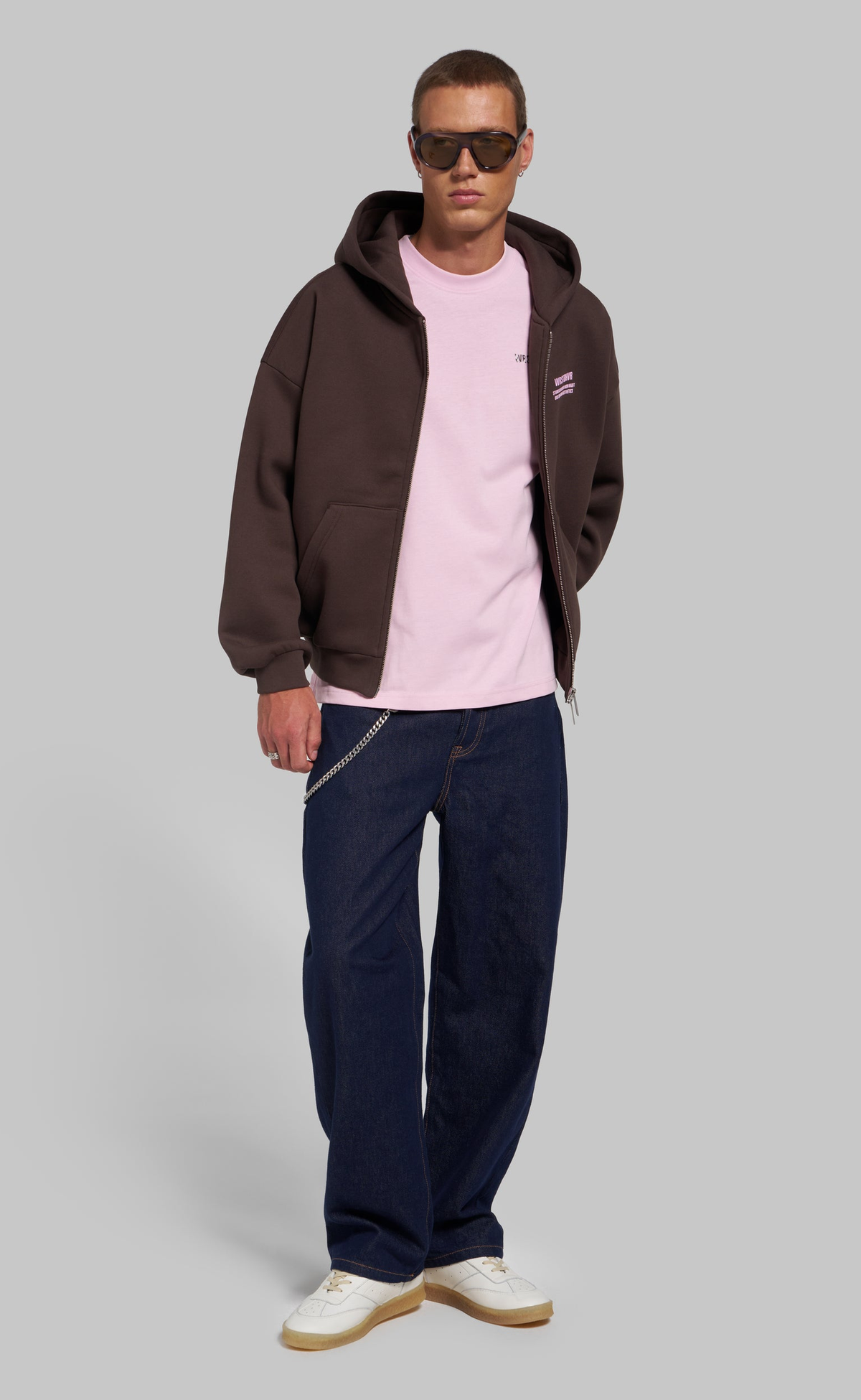STUDIO ZIP CHOCOLATE BROWN HOODIE