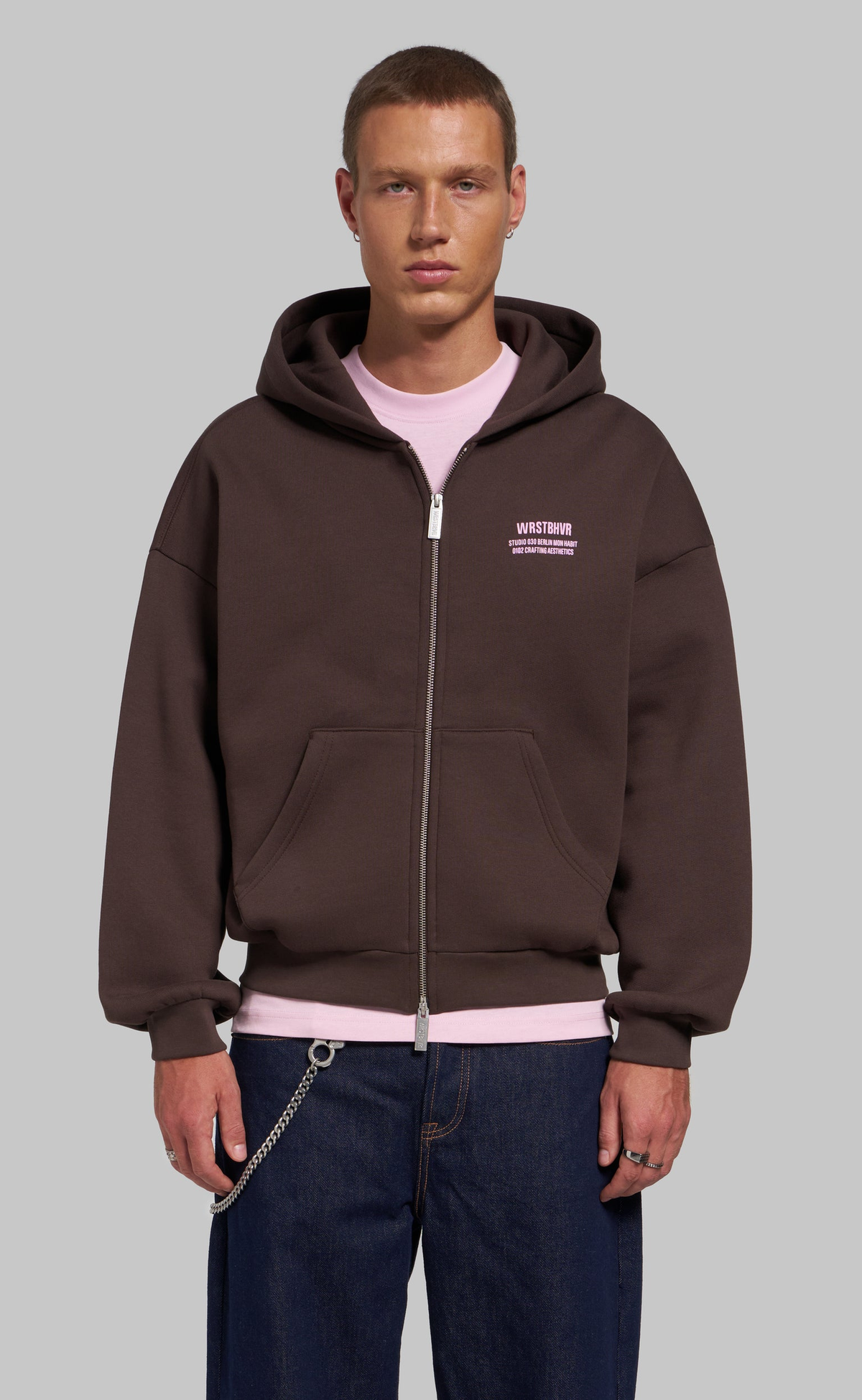 STUDIO ZIP CHOCOLATE BROWN HOODIE