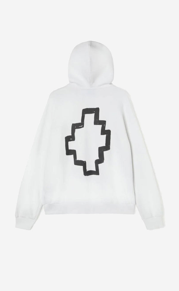 TEMPERA CROSS OVER HOODIE WHITE BLACK