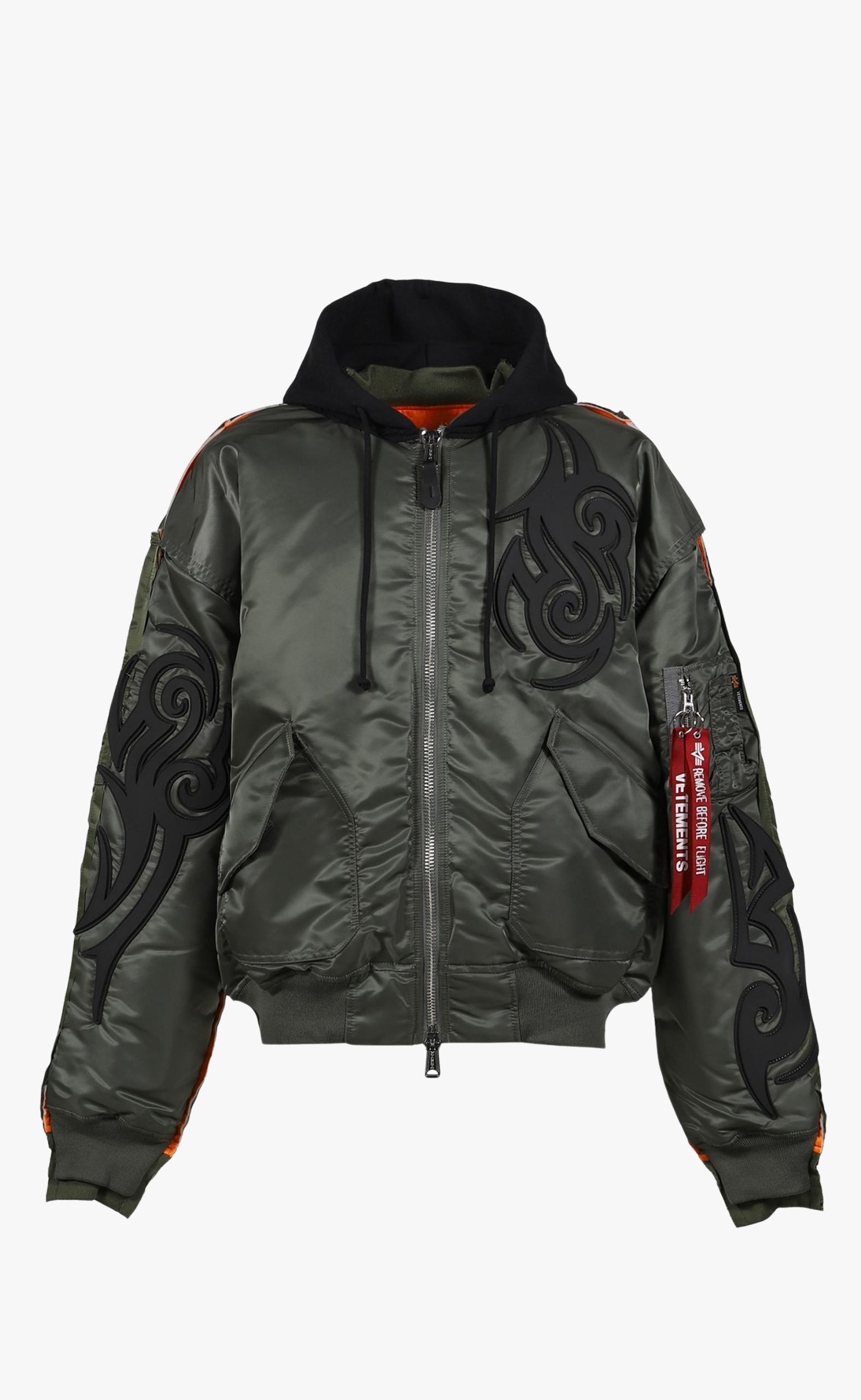 TRIBAL REWORKED BOMBER GREEN BLACK JACKET