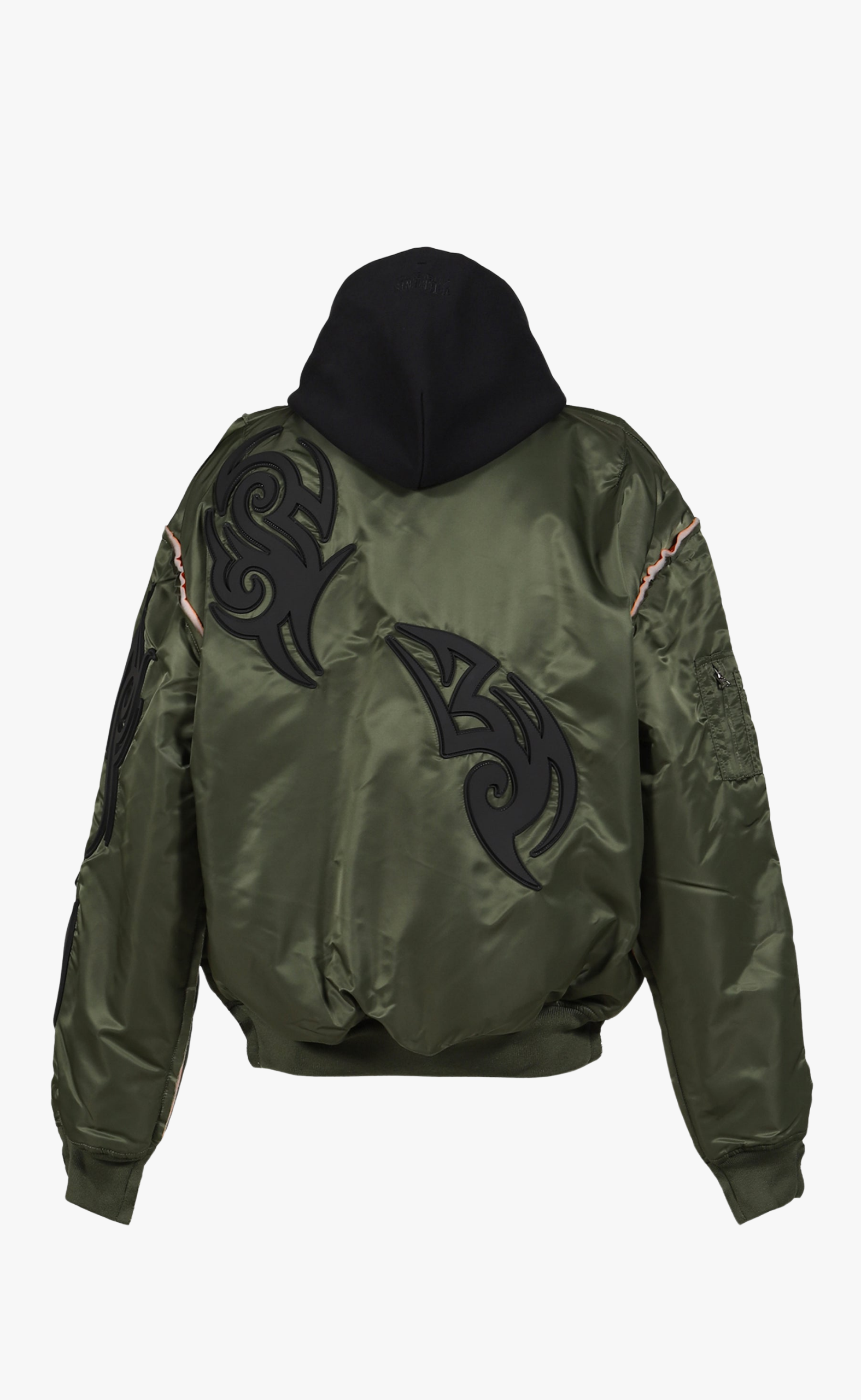 TRIBAL REWORKED BOMBER GREEN BLACK JACKET