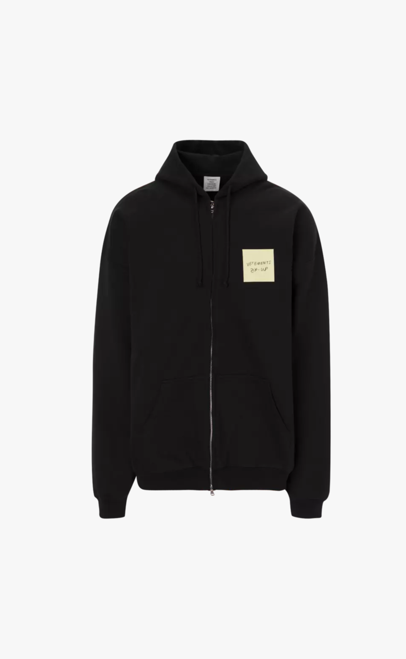 STICKER ZIP-UP WASHED BLACK HOODIE