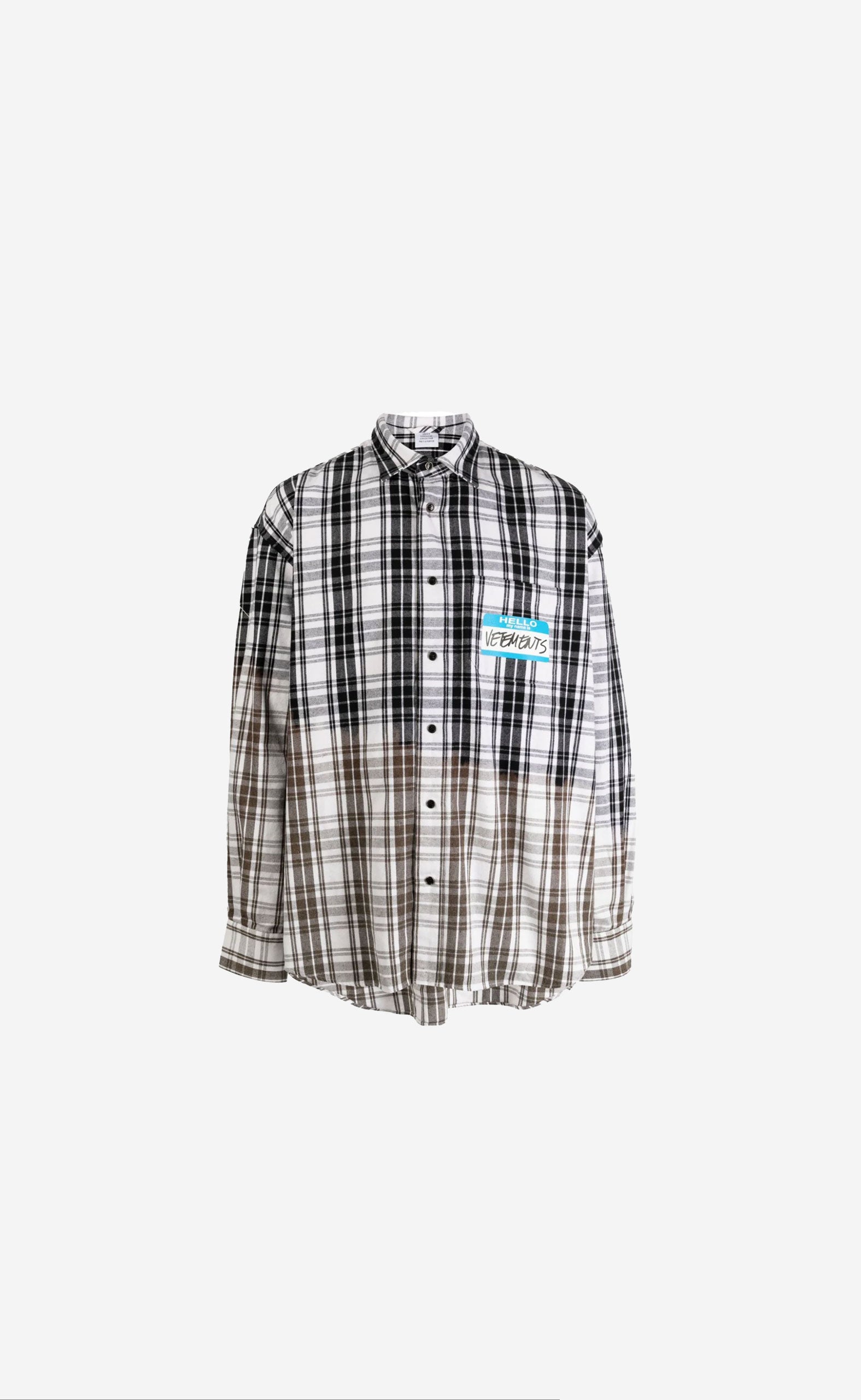 WHITE CHECK BLEACHED MY NAME IS VETEMENTS FLANNEL SHIRT