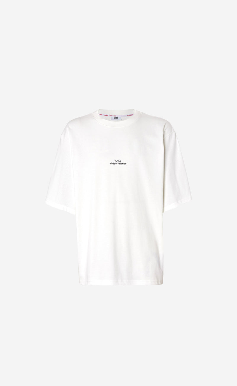 WHITE COLLEGE EMBROIDERED OVERSIZED T-SHIRT