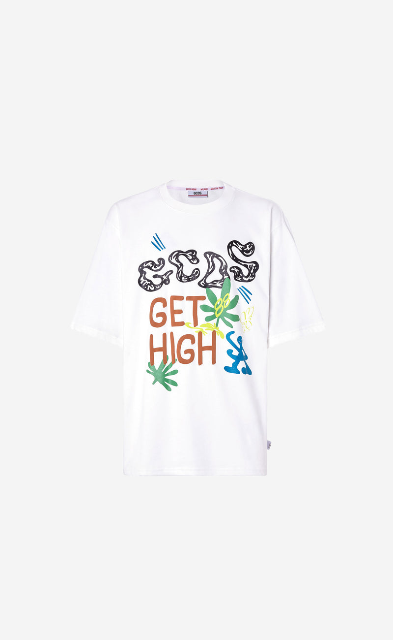 WHITE GET HIGH PRINT OVERSIZED T-SHIRT