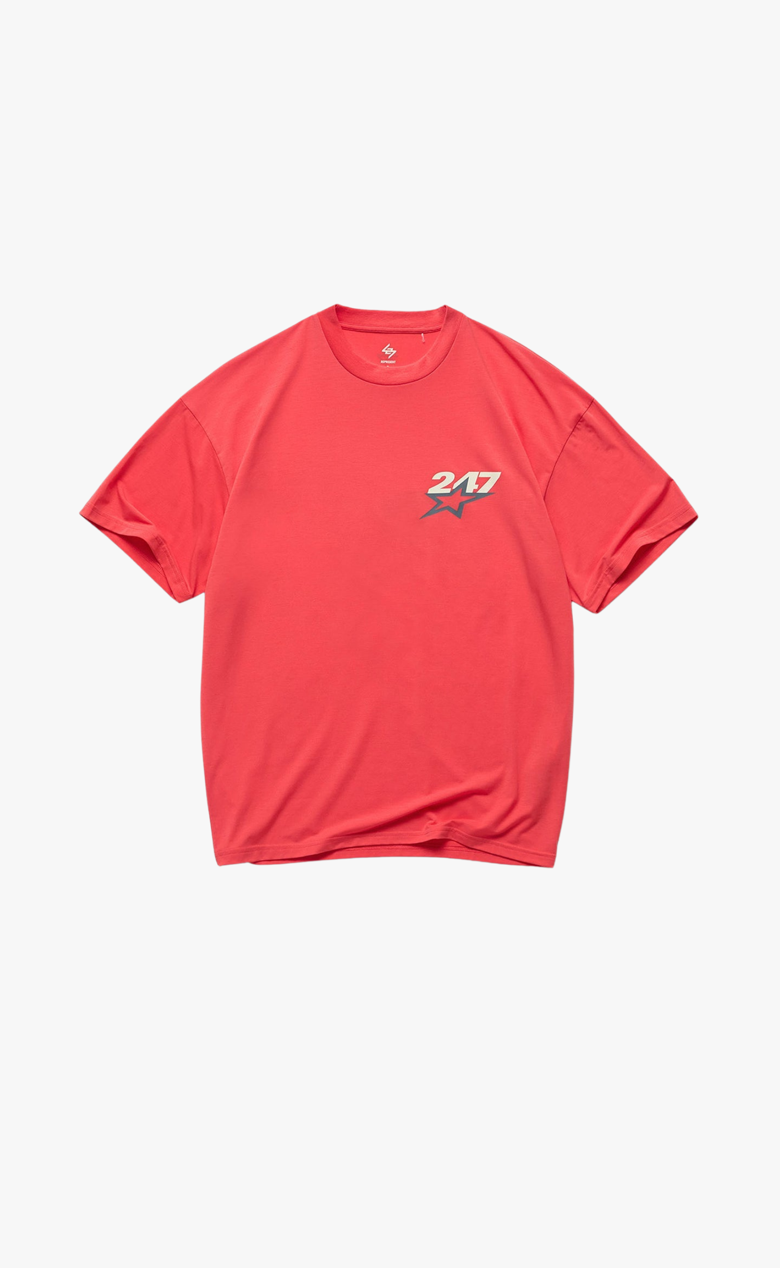 TEAM 247 STAR PRINT OVERSIZED RACING RED T-SHIRT