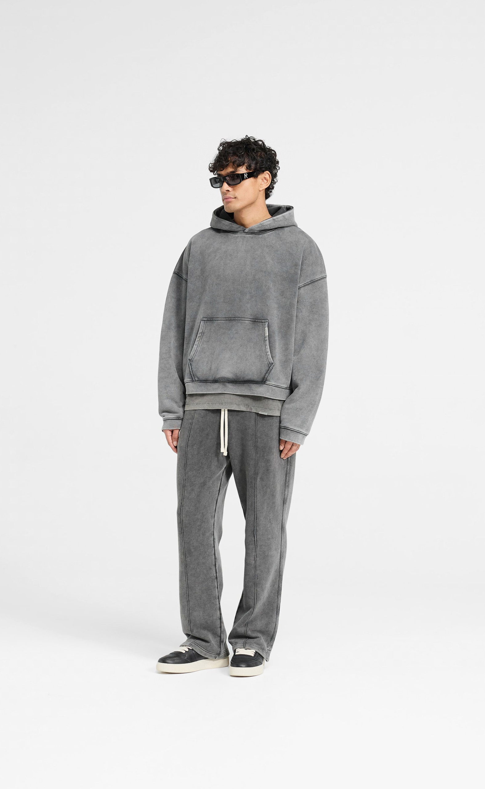 INITIAL BOXY OVERSIZED VINTAGE GREY HOODIE