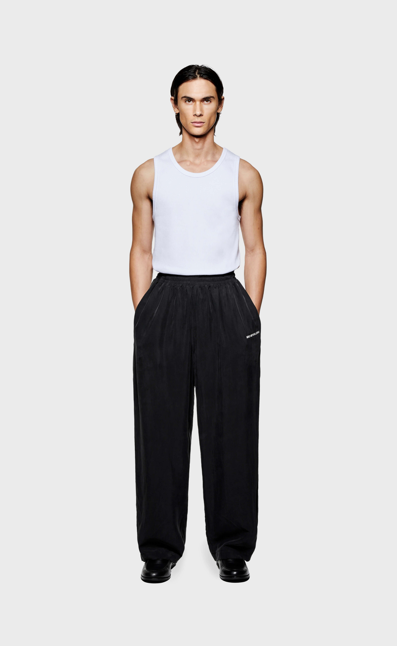 SANDWASH CUPRO WIDE LEG BLACK TROUSERS